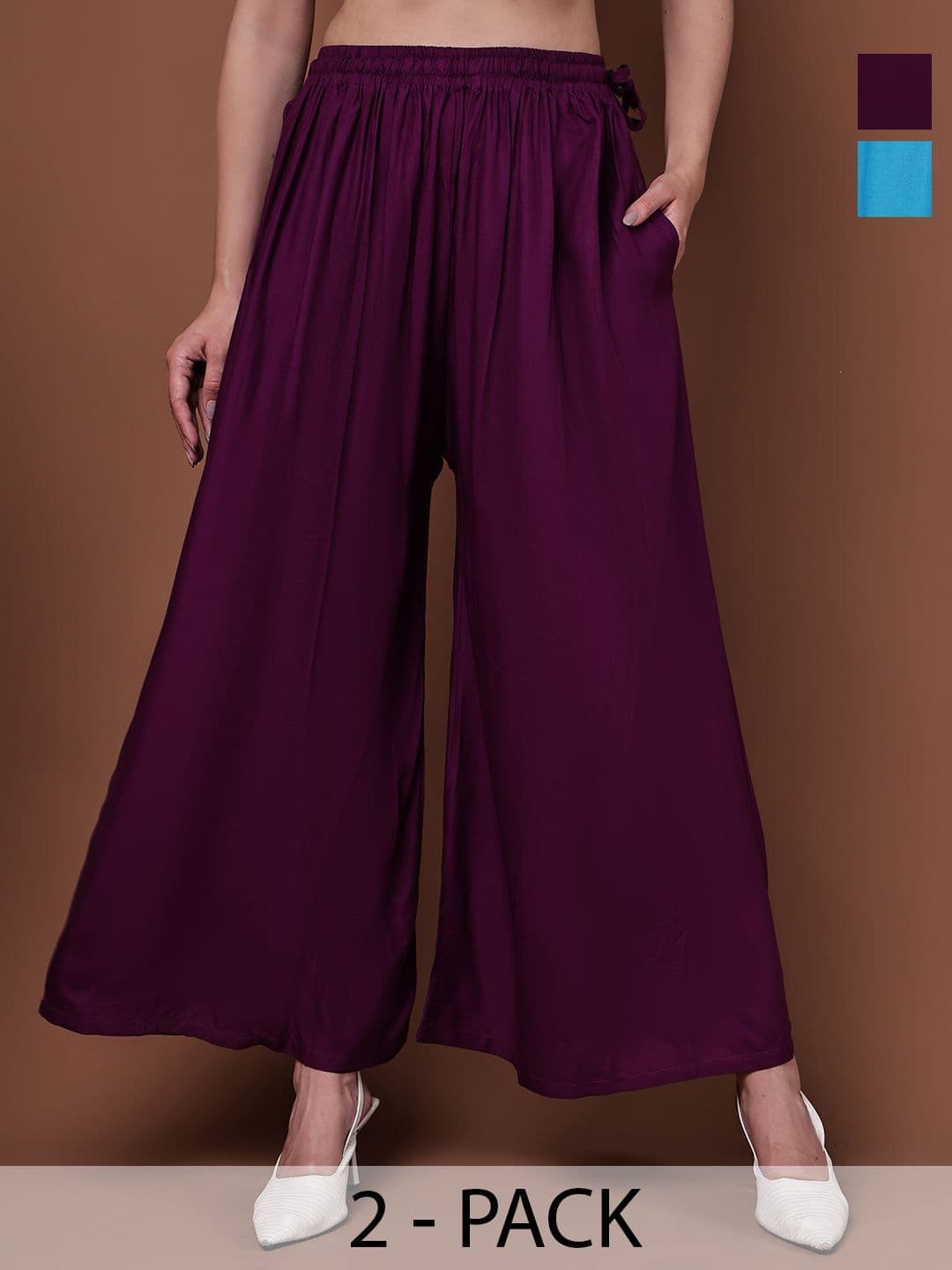 Valles365 by S.C. Women Pack Of 2 Flared Palazzos - view 1