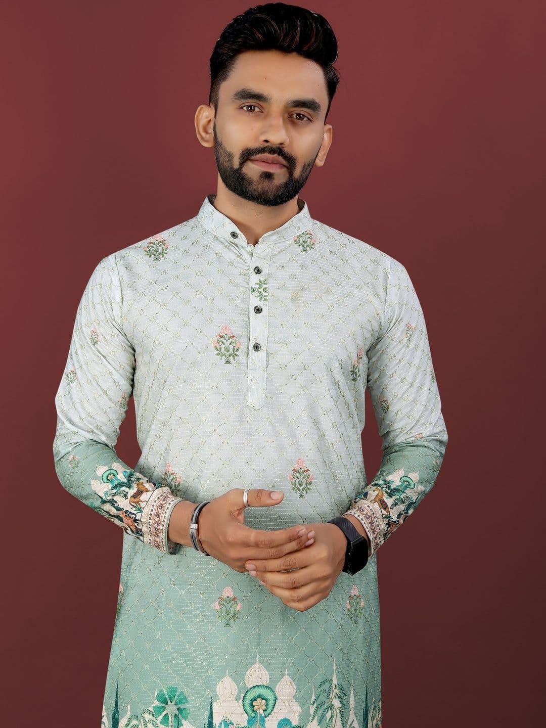 HERE&NOW Men Viscose Rayon Straight Kurtas - view 1