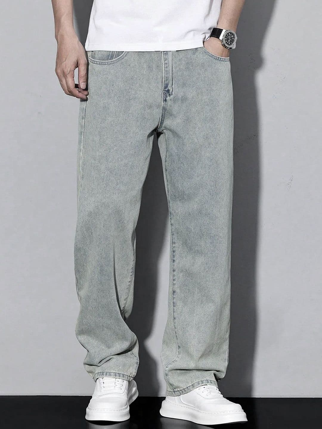 Kotty Men Baggy Fit Mid-Rise Light Fade Stretchable Jeans - view 1