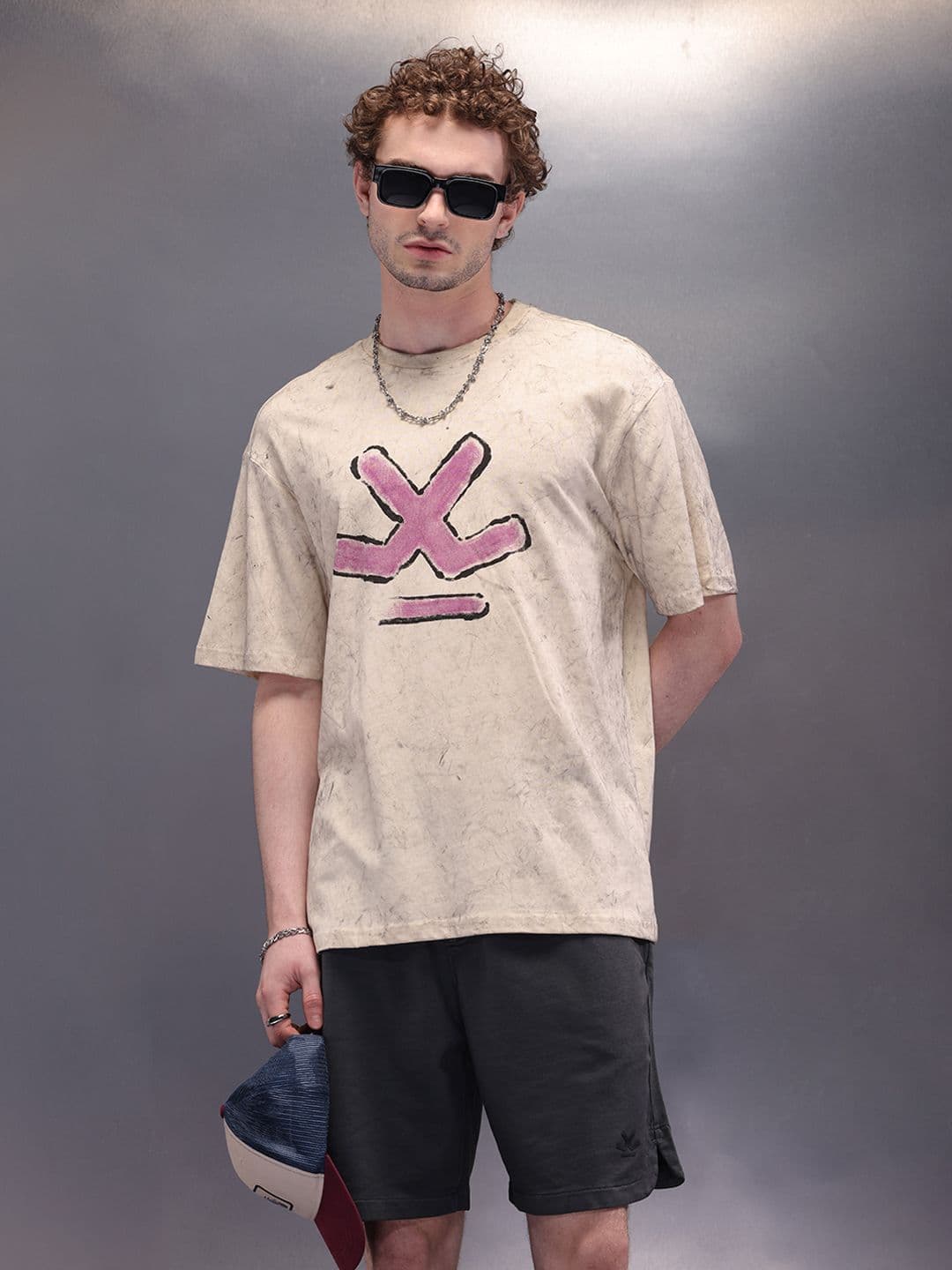 WROGN Men Brand Logo Printed Drop-Shoulder Sleeves Oversized T-shirt - view 1