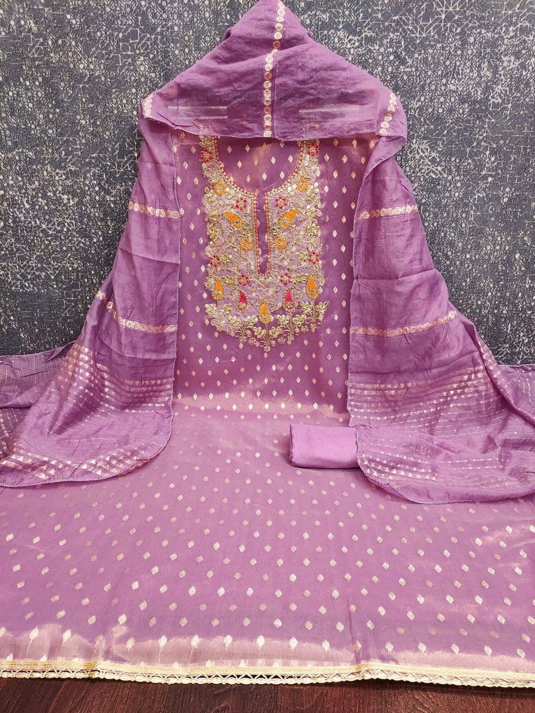 KALINI Simmer Buti With Embroidered Unstitched Dress Material - view 1