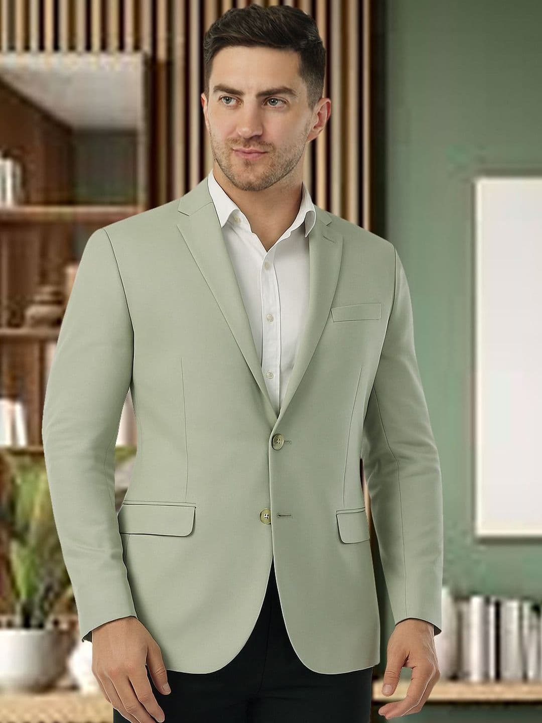 Integration Premium Notched Lapel Fully Lined Slim-Fit Formal Business Blazer - view 1