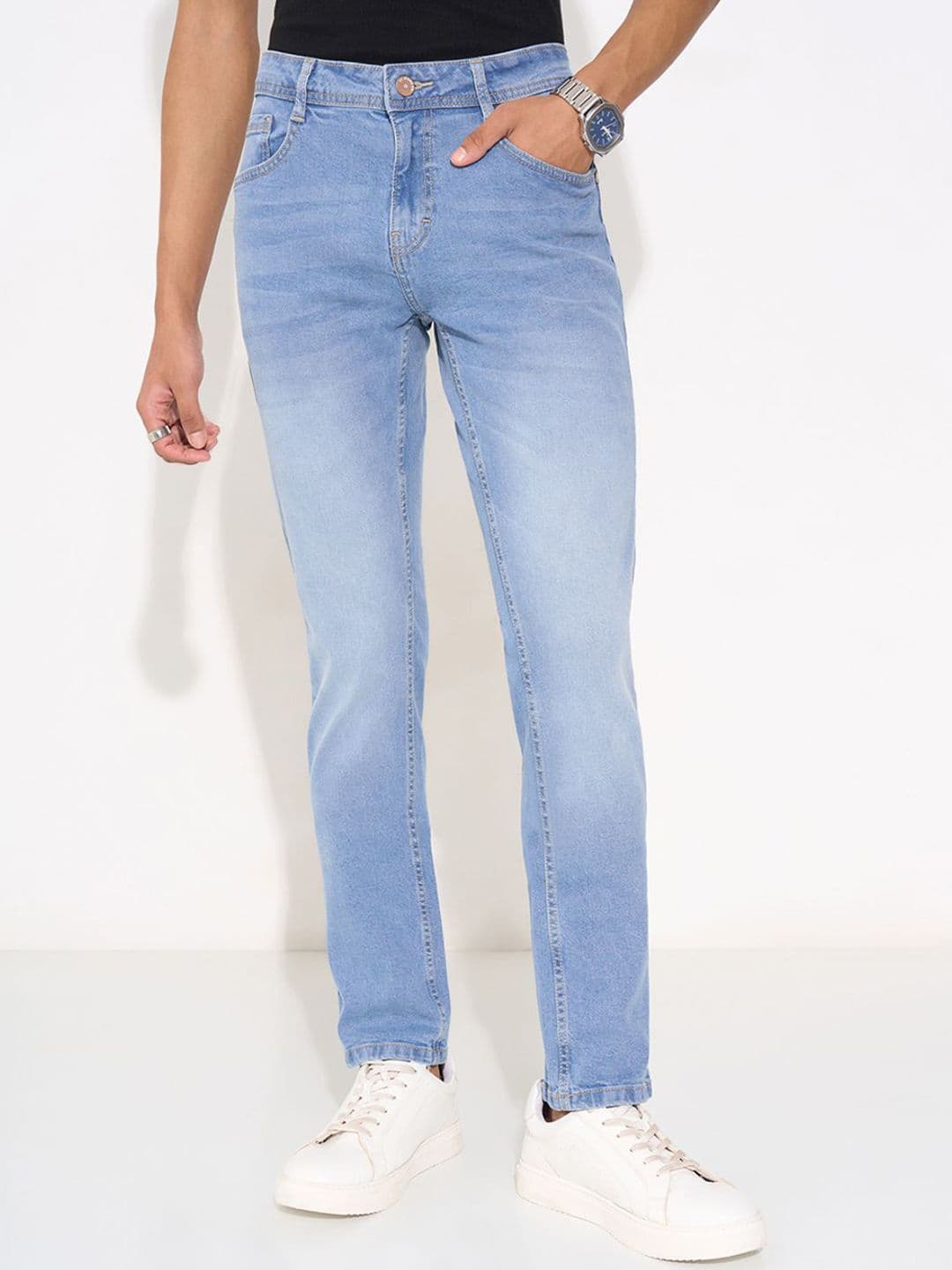 SF JEANS by Pantaloons Men Skinny Fit Mid-Rise Light Fade Jeans - view 1