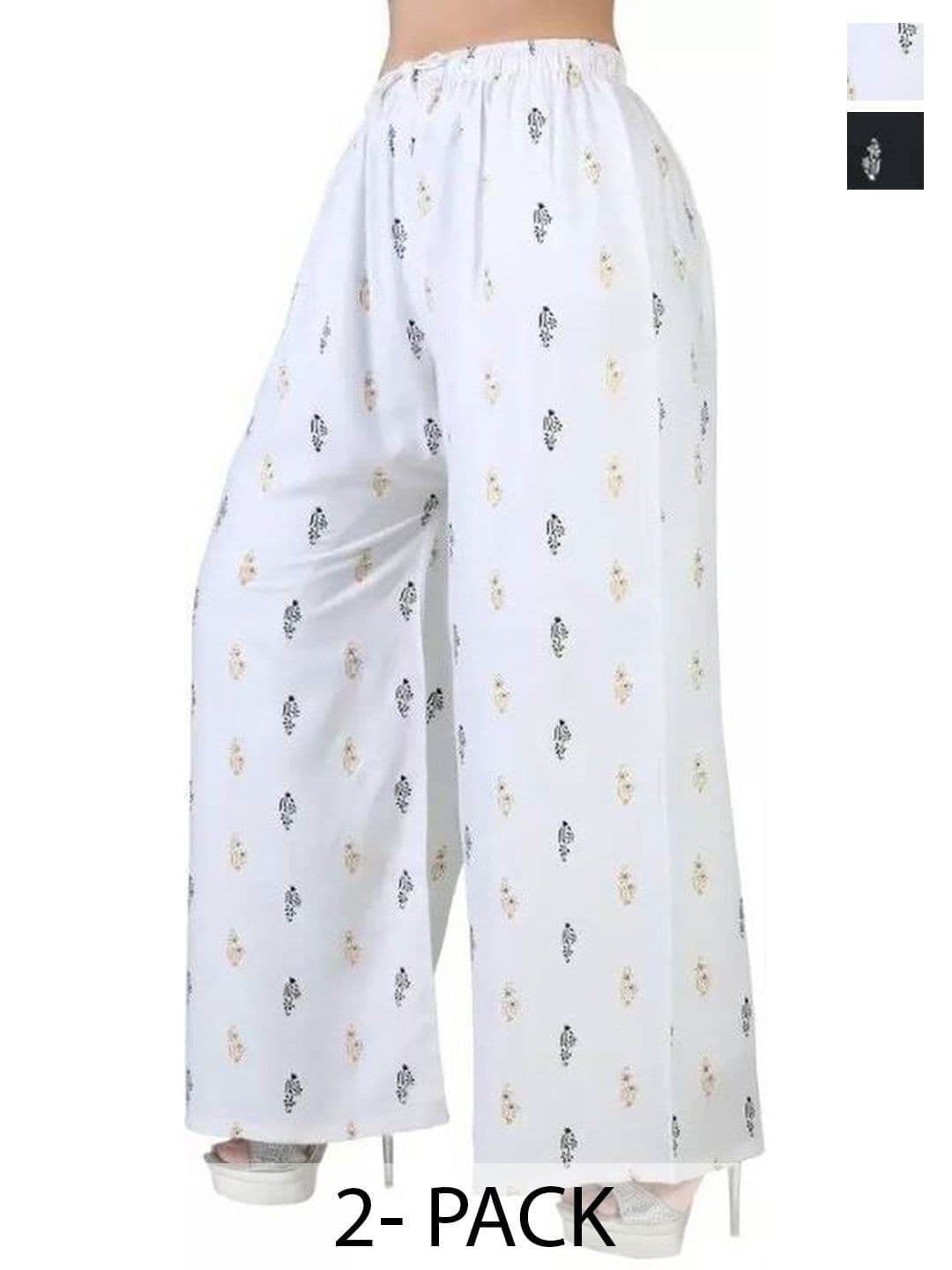 KIROTO Women Pack of 2 Cotton Printed Palazzos - view 1