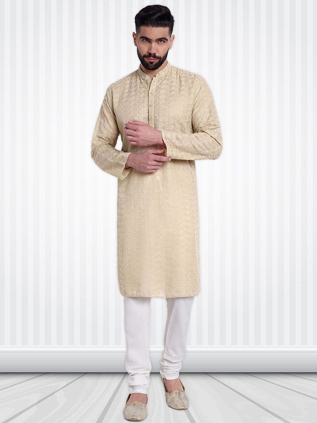 Excent Chikankari Mandarin Collar Straight Kurta - view 1