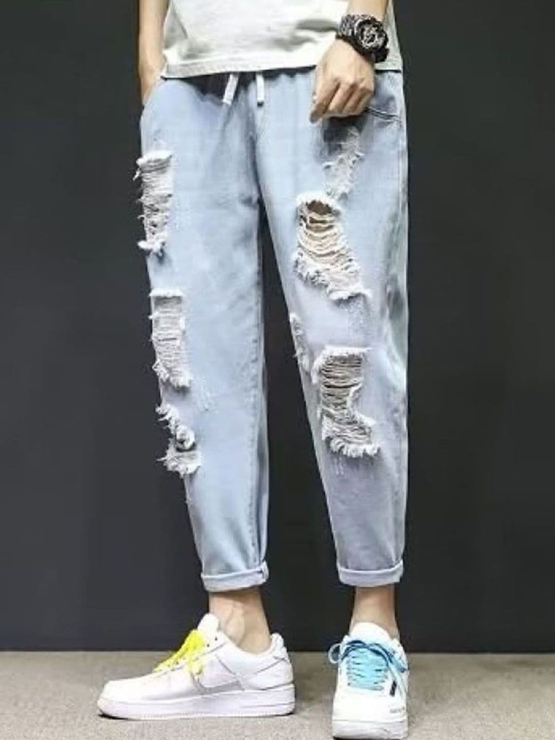 StyleCast Men Regular Fit Highly Distressed Mid-Rise Jeans