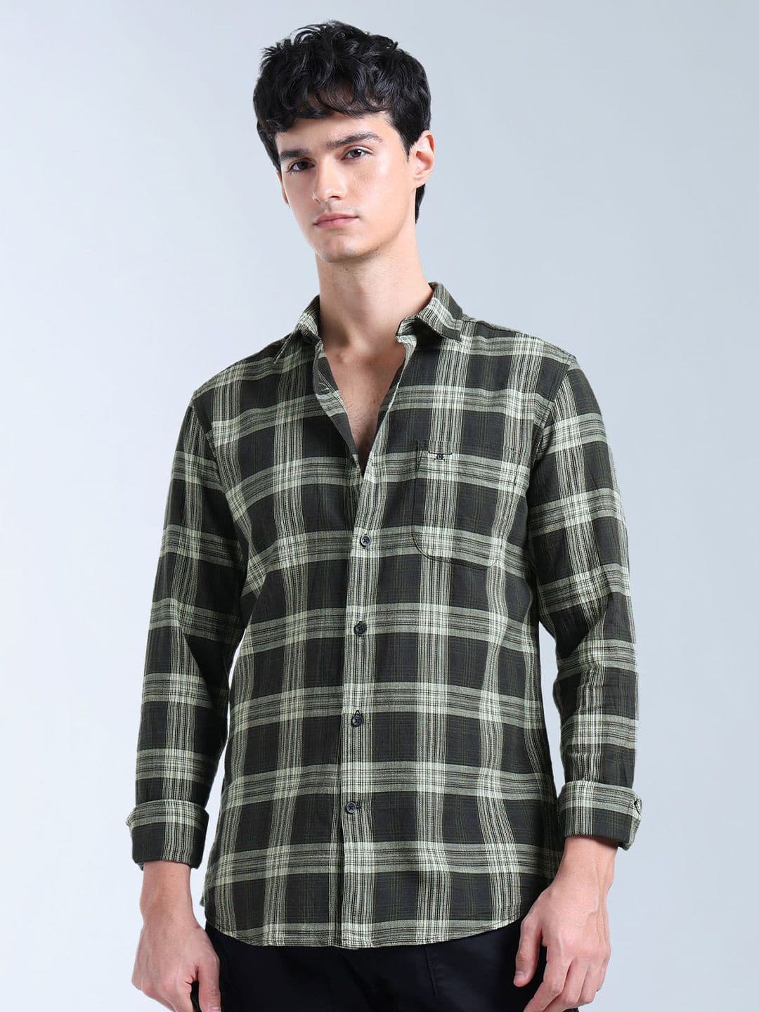 Flying Machine Men Buffalo Checked Spread Collar Pure Cotton Casual Shirt - view 1