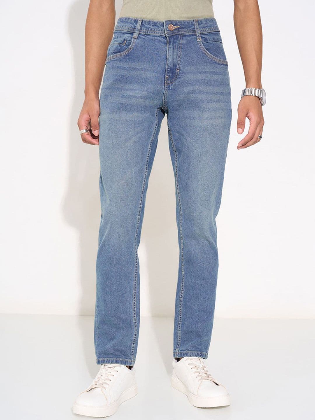SF JEANS by Pantaloons Men Skinny Fit Mid-Rise Light Fade Jeans - view 1