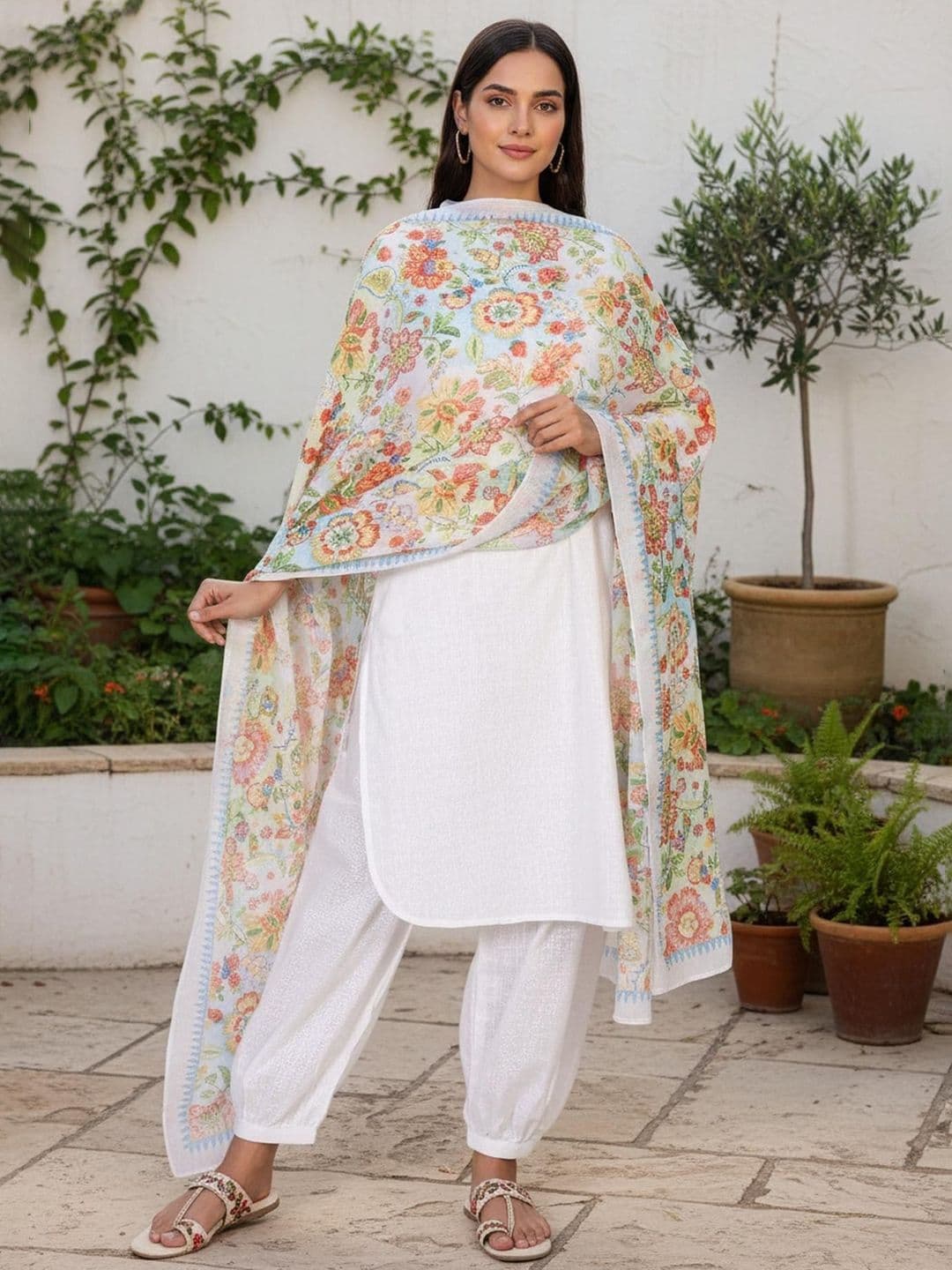 AURELIA Floral Printed Chiffon Dupatta - view 1