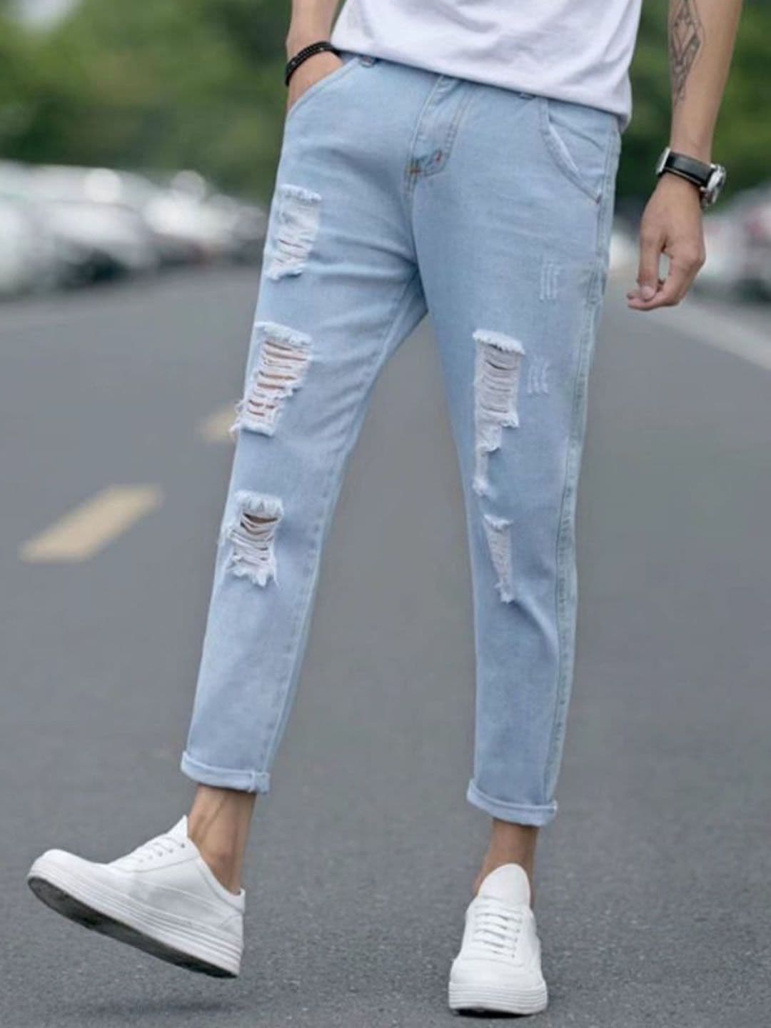 StyleCast Men Slim Fit Highly Distressed Mid-Rise Cotton Jeans - view 1