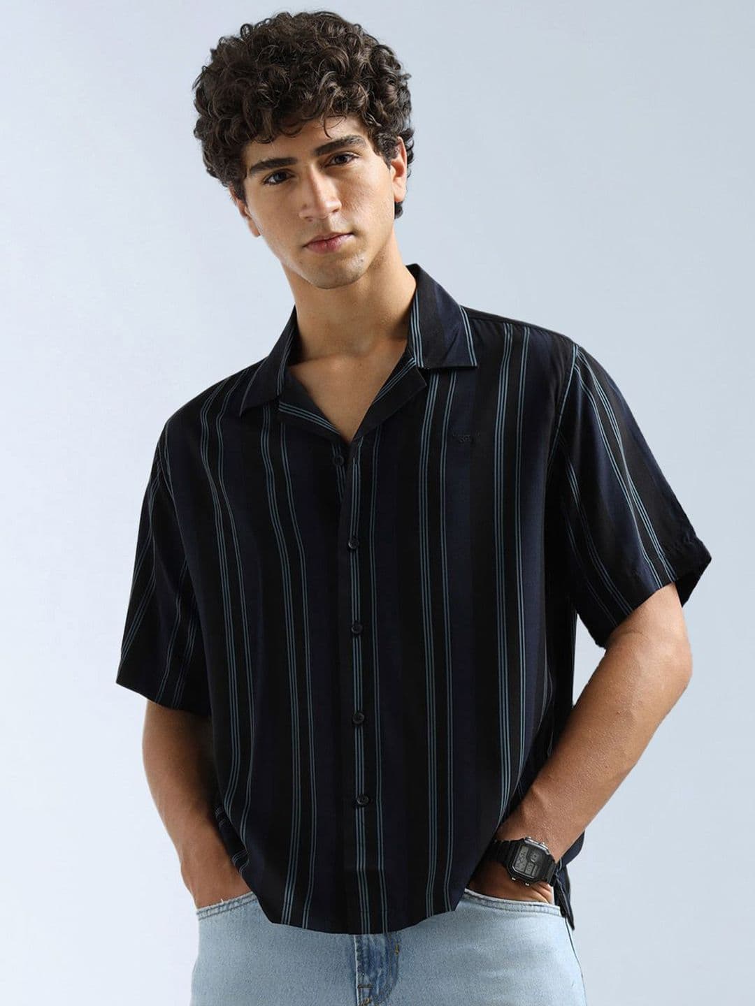 Flying Machine Striped Cuban Collar Casual Shirt - view 1