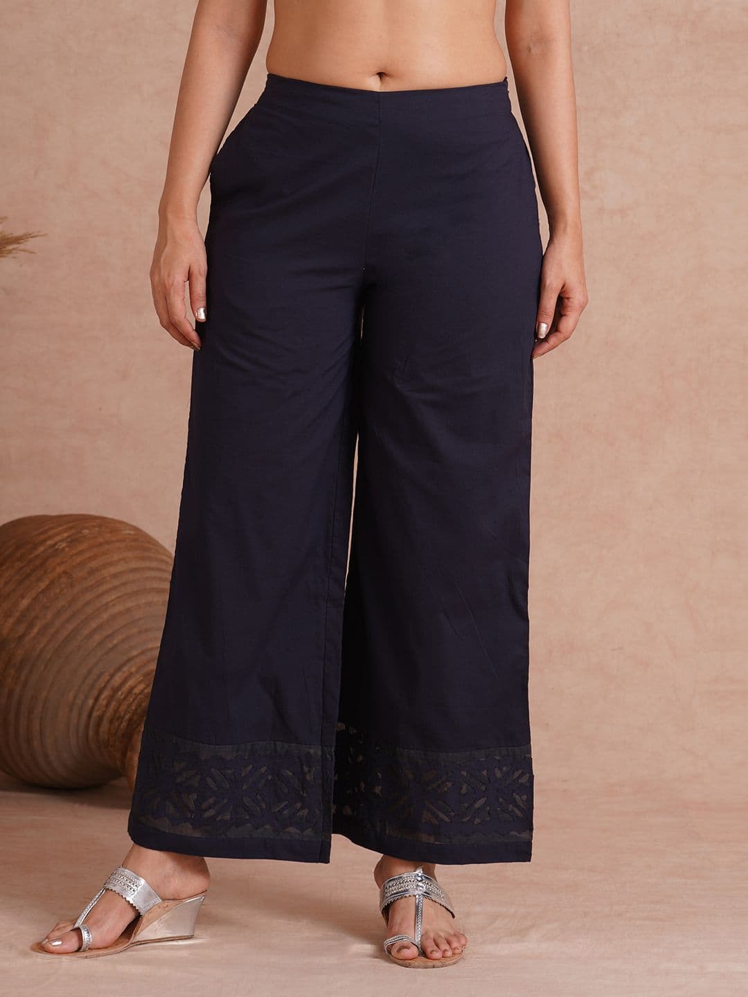KAMI KUBI Women Hem Design Flared Fit Pure Cotton Palazzos - view 1