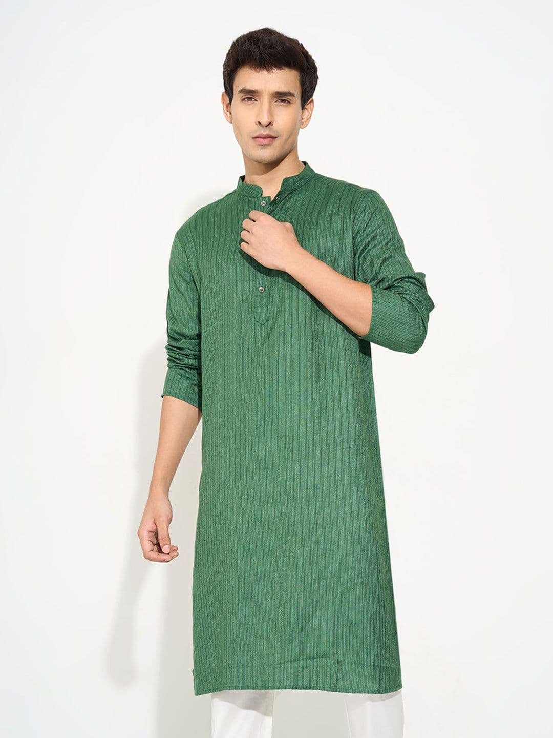 indus route by Pantaloons Men Striped Woven Design Festive Straight Kurta - view 1