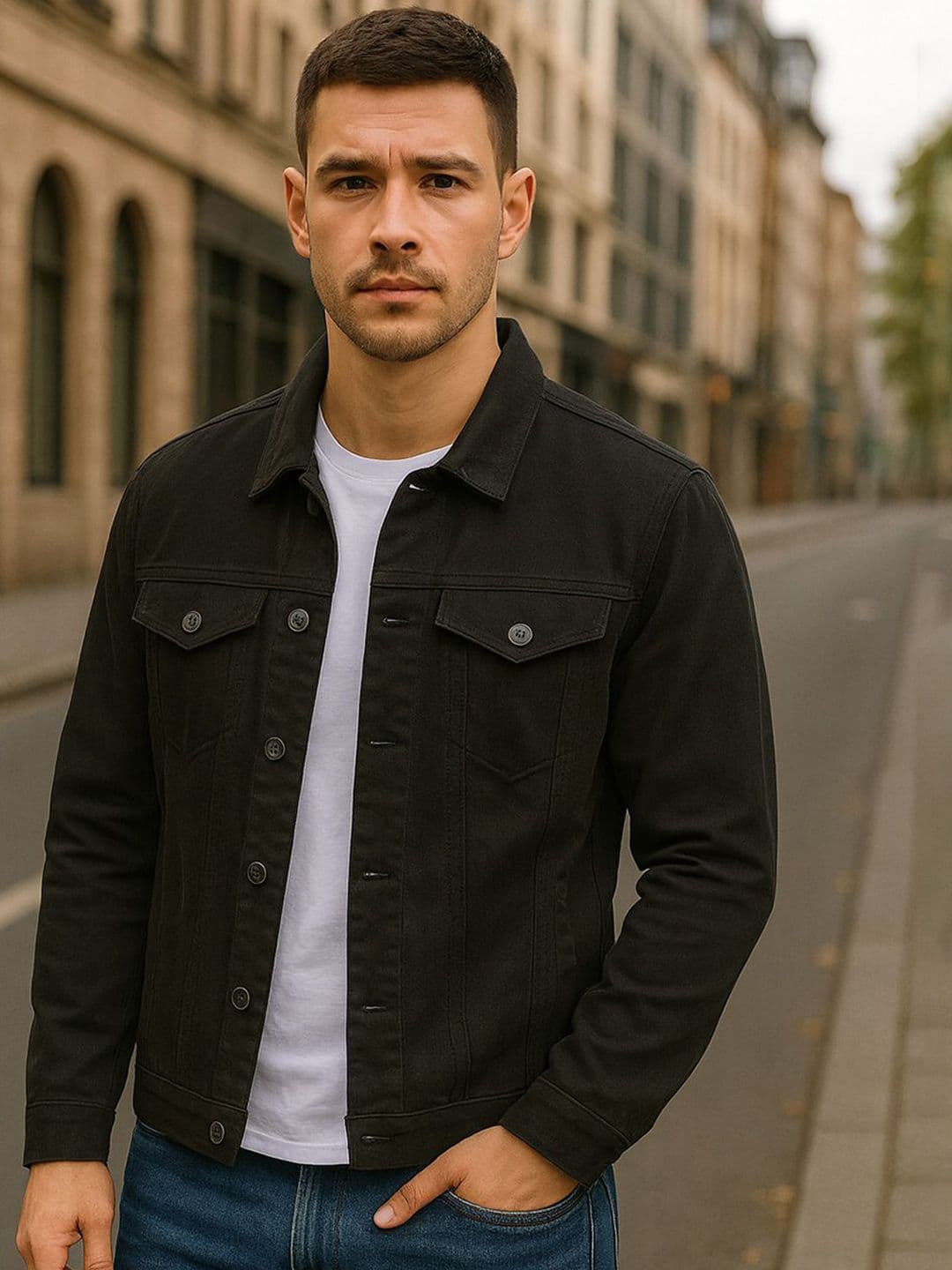 KASHIAN Washed Spread Collar Long Sleeves Denim Jacket - view 1