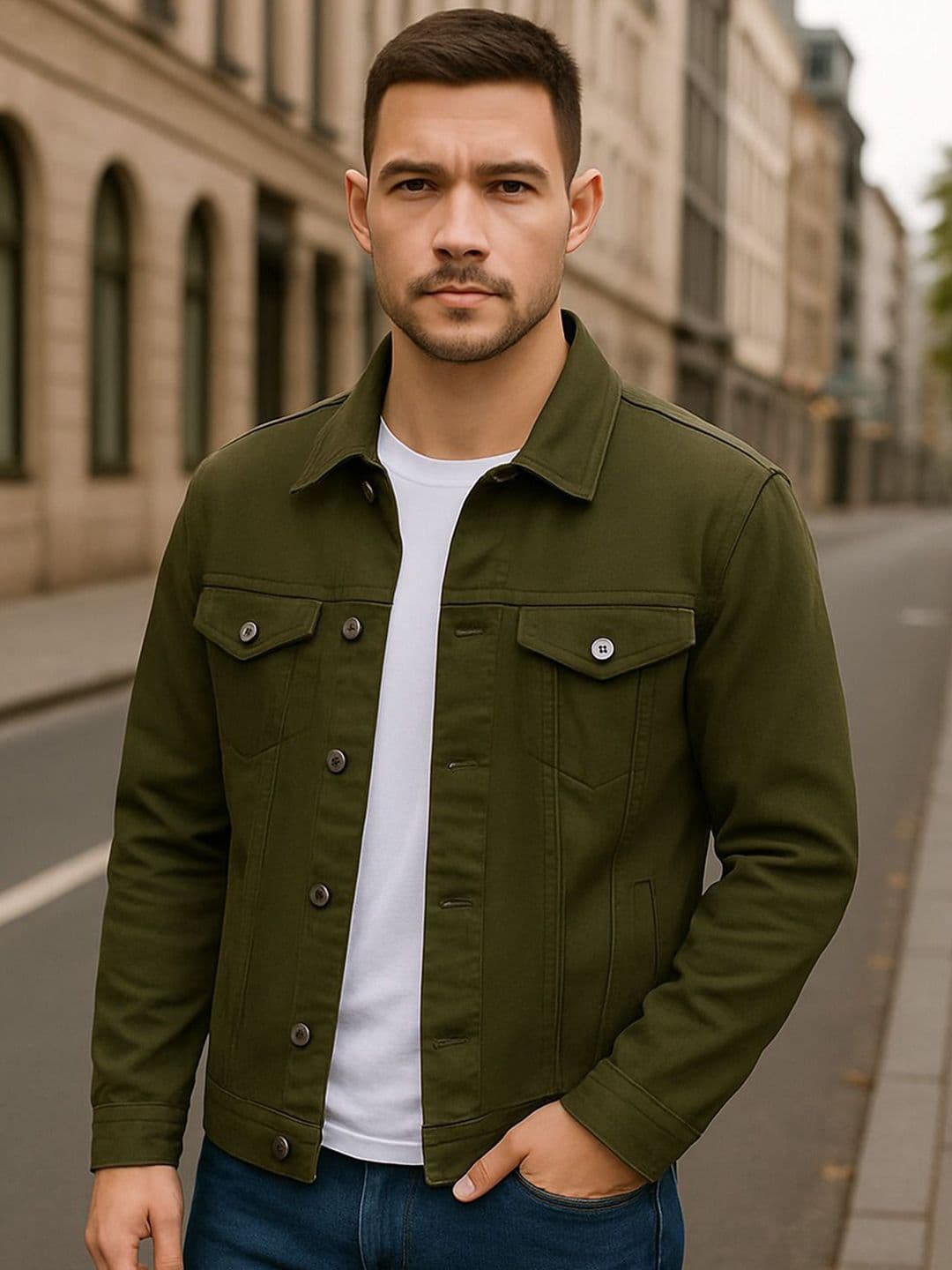 KASHIAN Washed Spread Collar Long Sleeves Denim Jacket - view 1