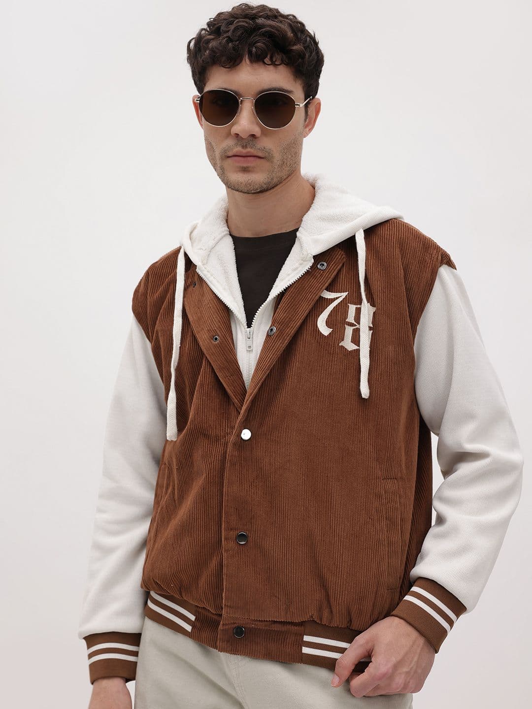 The Roadster Life Co. Typography Hooded Corduroy Varsity Jacket - view 1