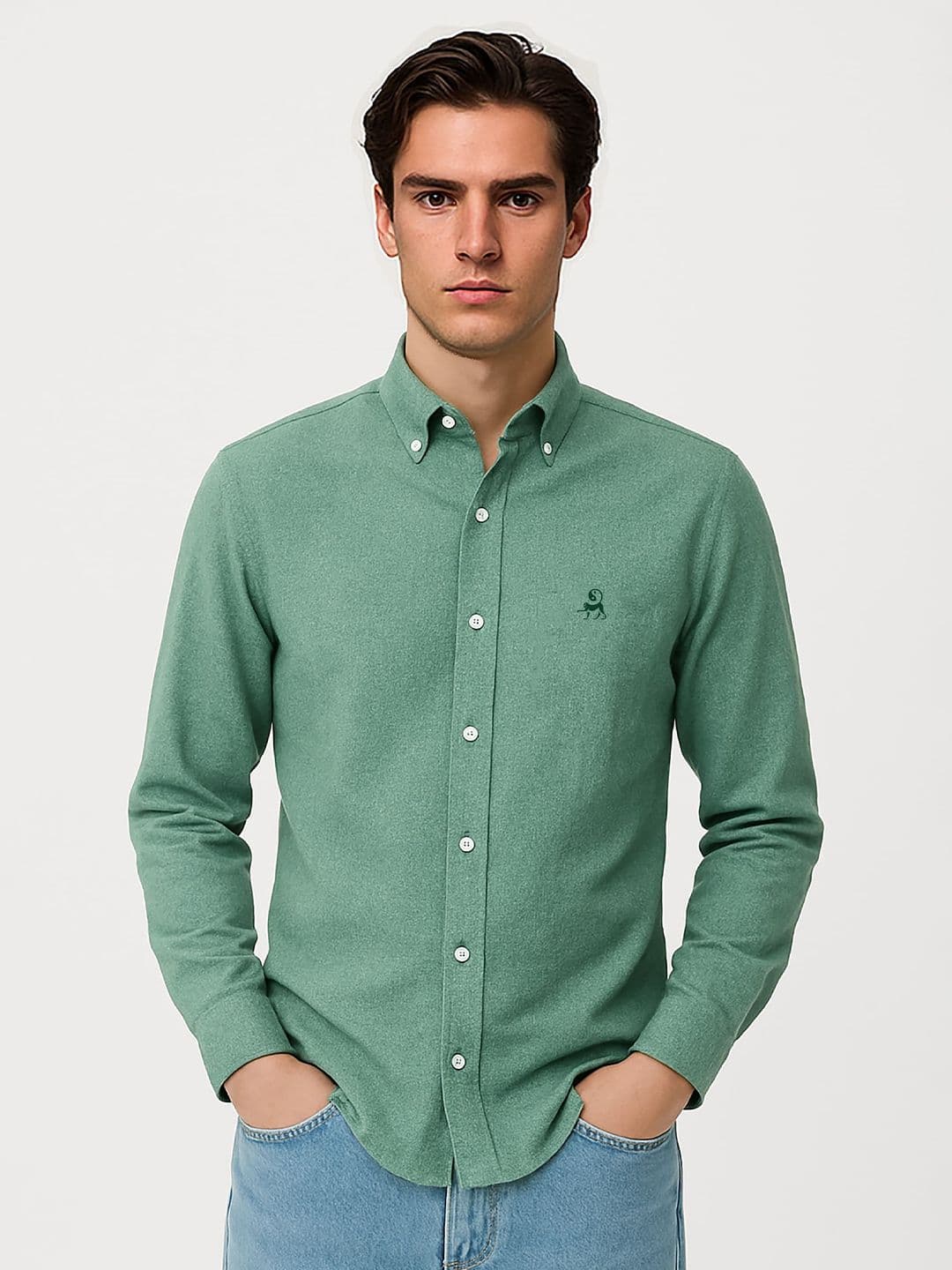 MISCHIEF MONKEY Men Oxford Fit Solid Button-Down Collar Casual Shirt - view 1