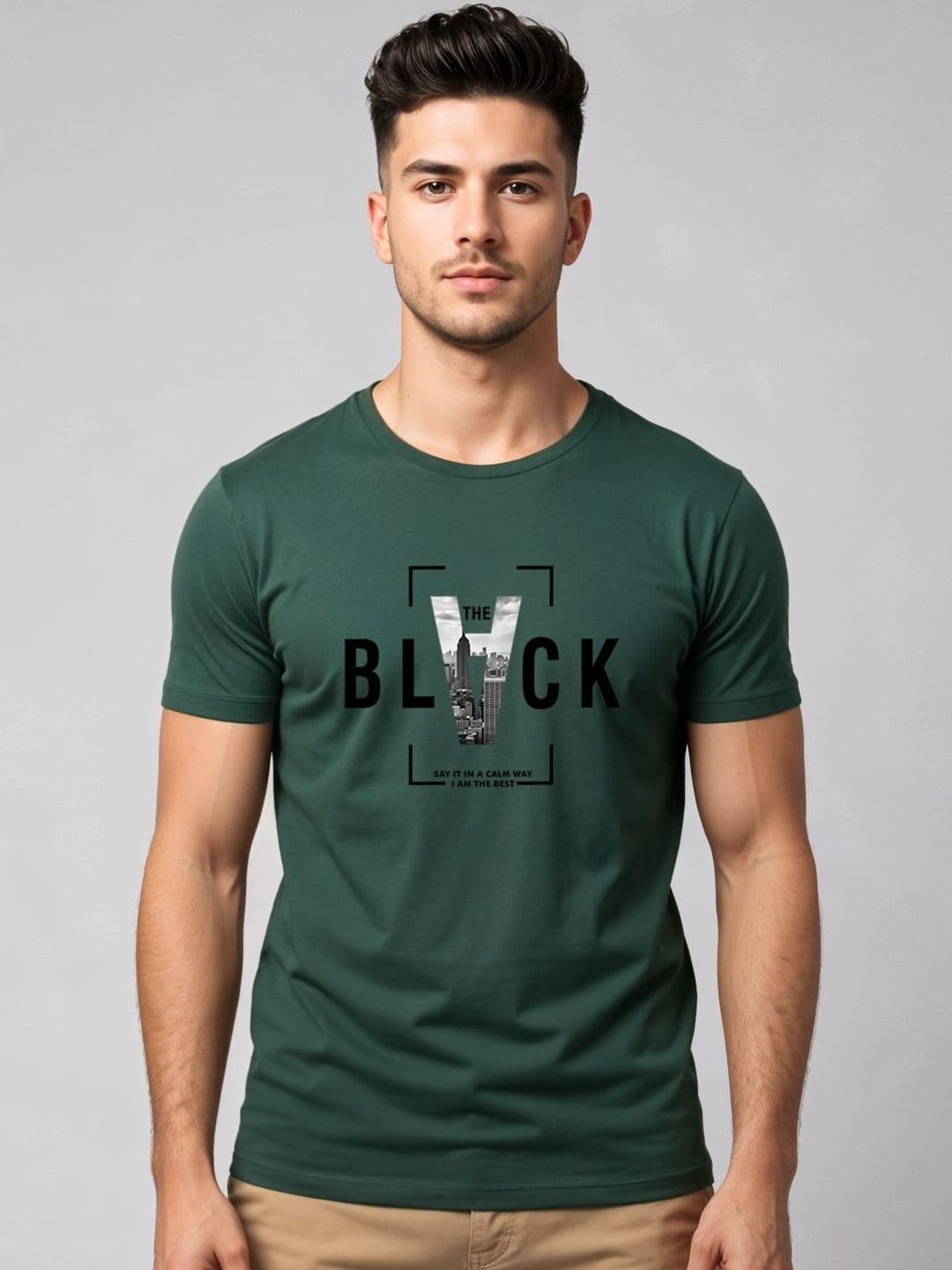 ADRO Typography Printed Short Sleeves Cotton Regular Fit T-shirt - view 1
