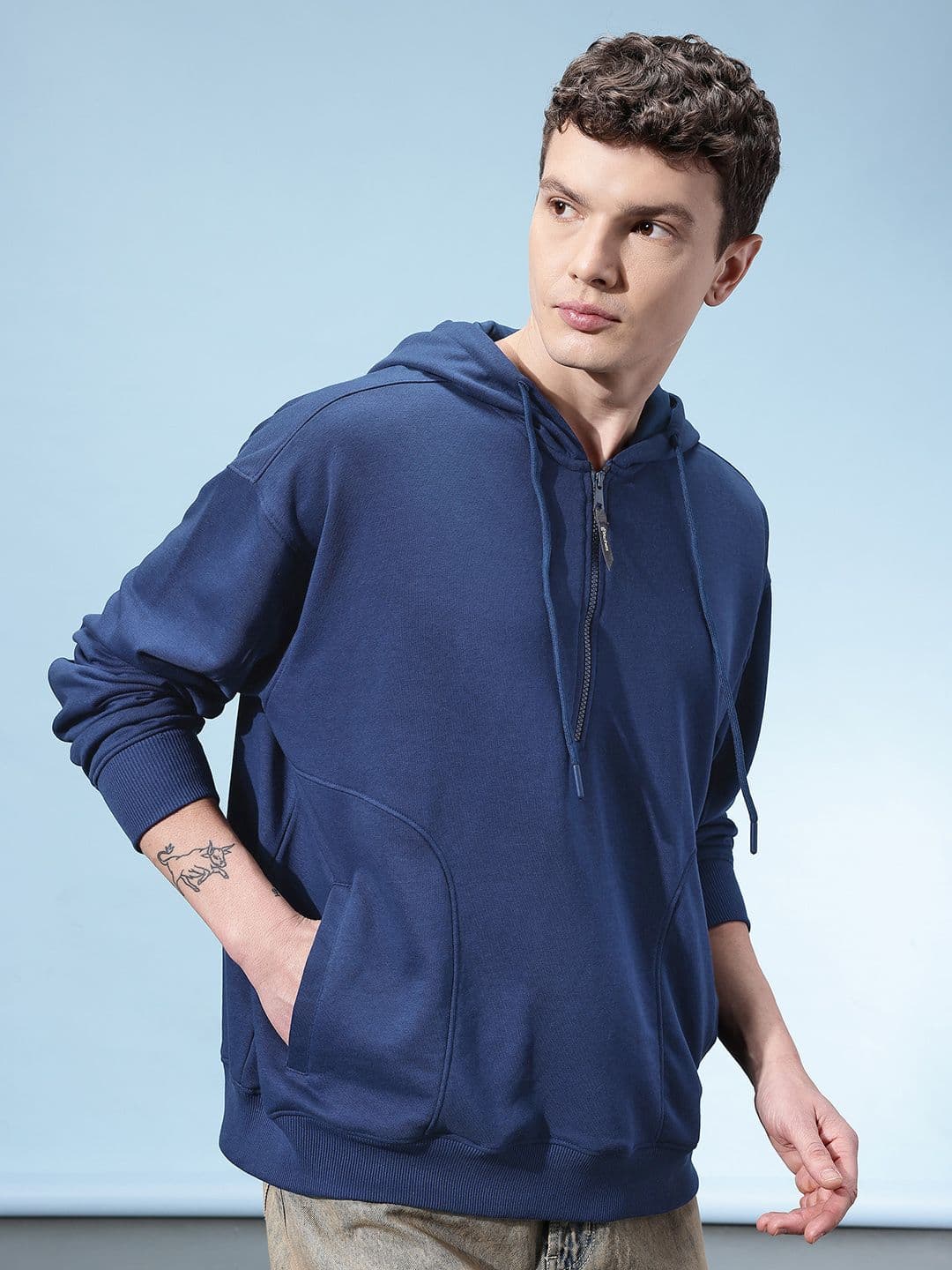 glitchez Hooded Paneled Oversized Sweatshirt - view 1