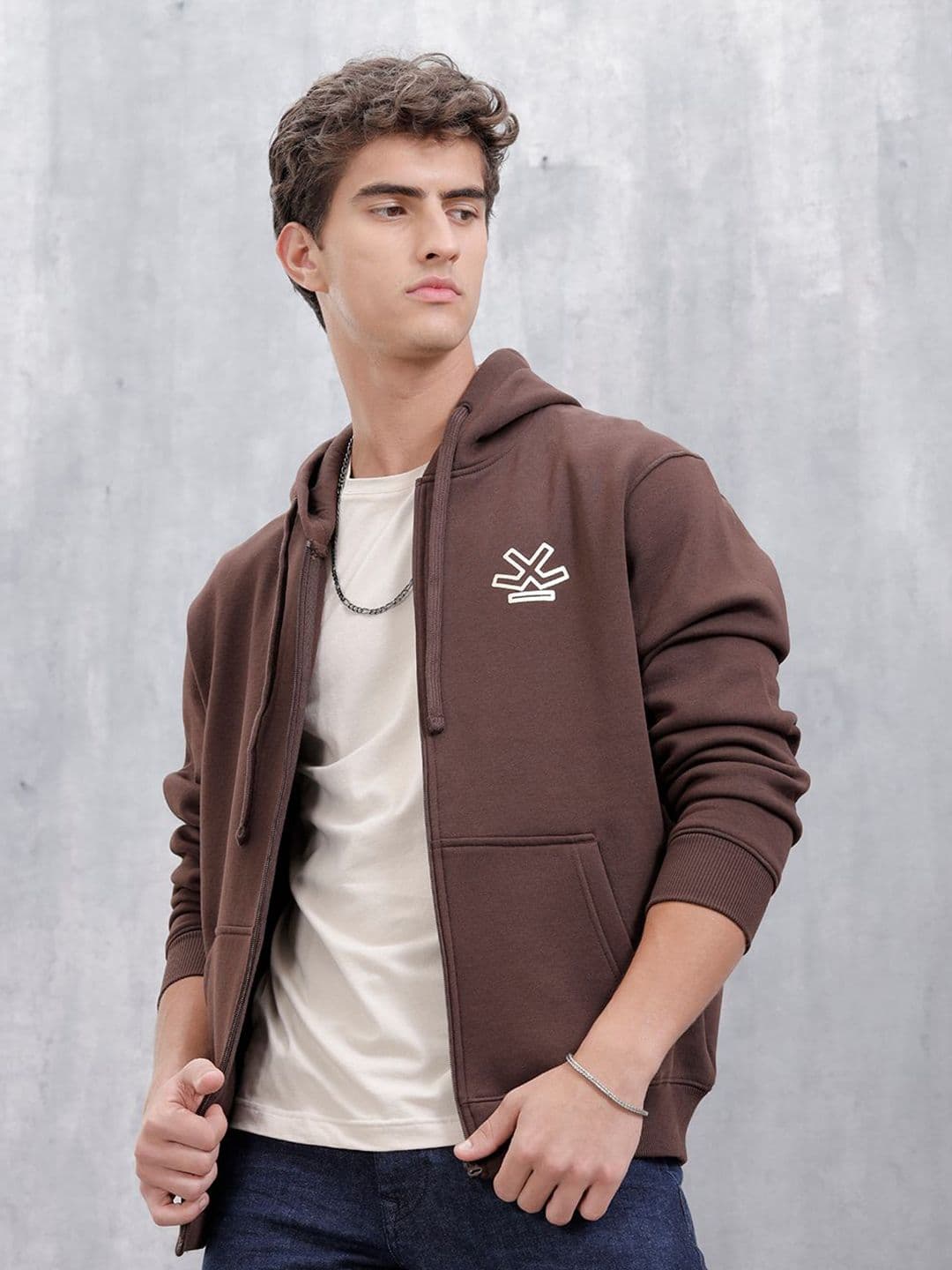 WROGN Men Hooded Front-Open Sweatshirt - view 1