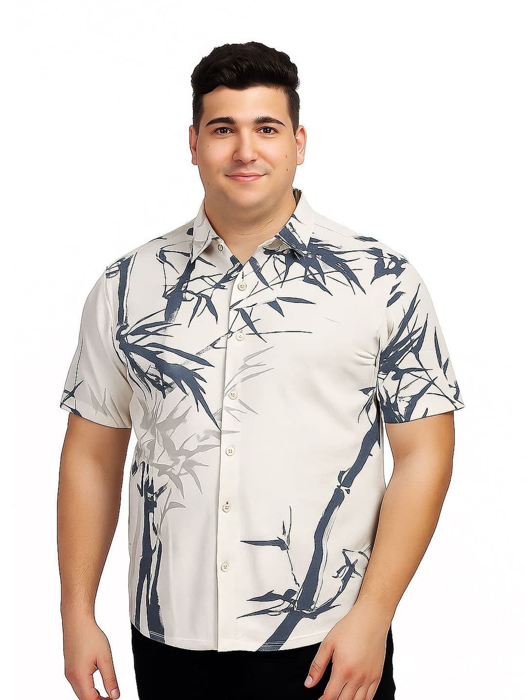 BULLMER Men Plus Size Floral Printed Spread Collar Casual Regular Fit Shirt - view 1