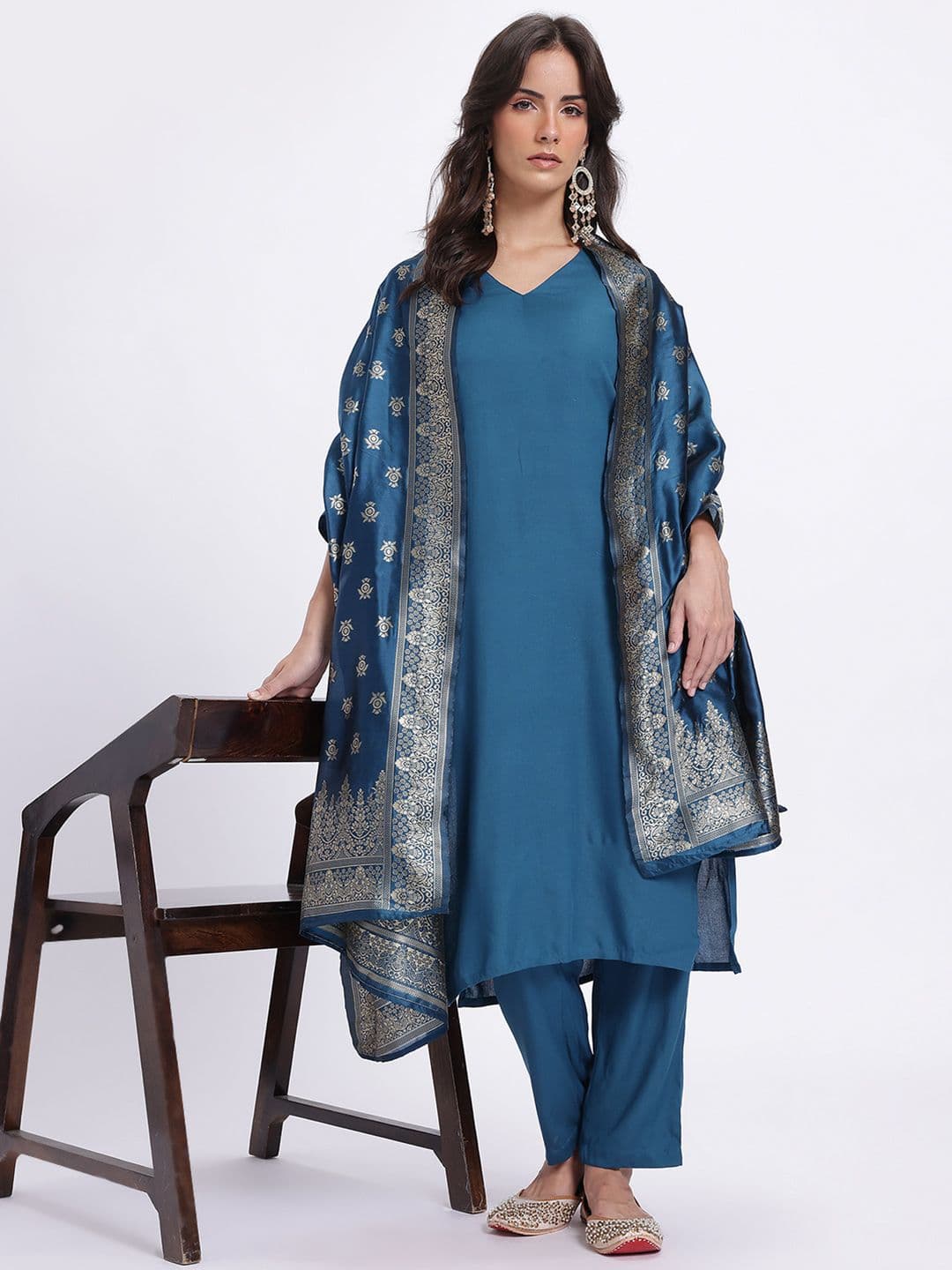 Anouk Rustic Kurta with Trousers & Woven Design Dupatta - view 1