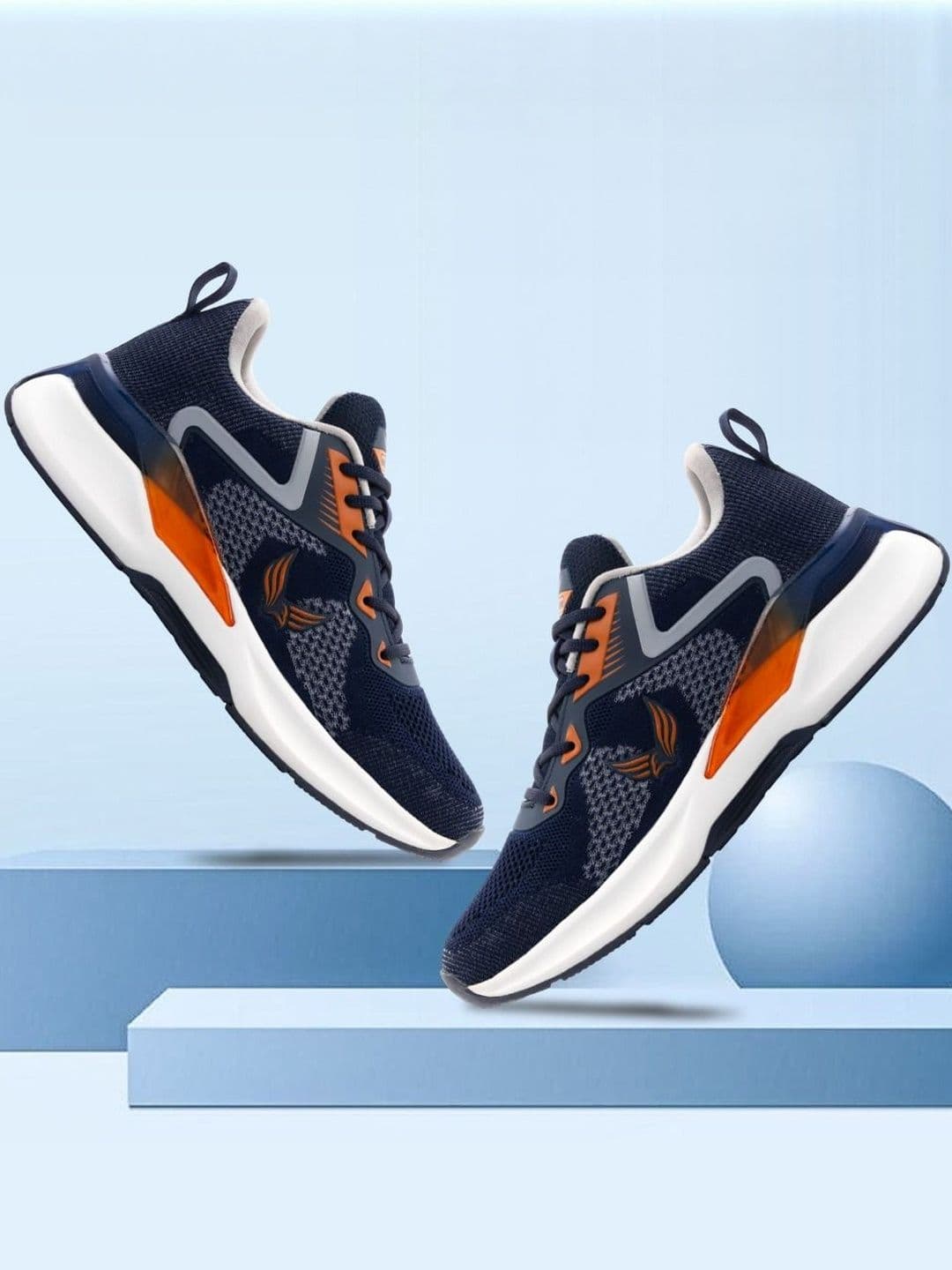 BERSACHE Men Blue Mesh Running Shoes - view 1