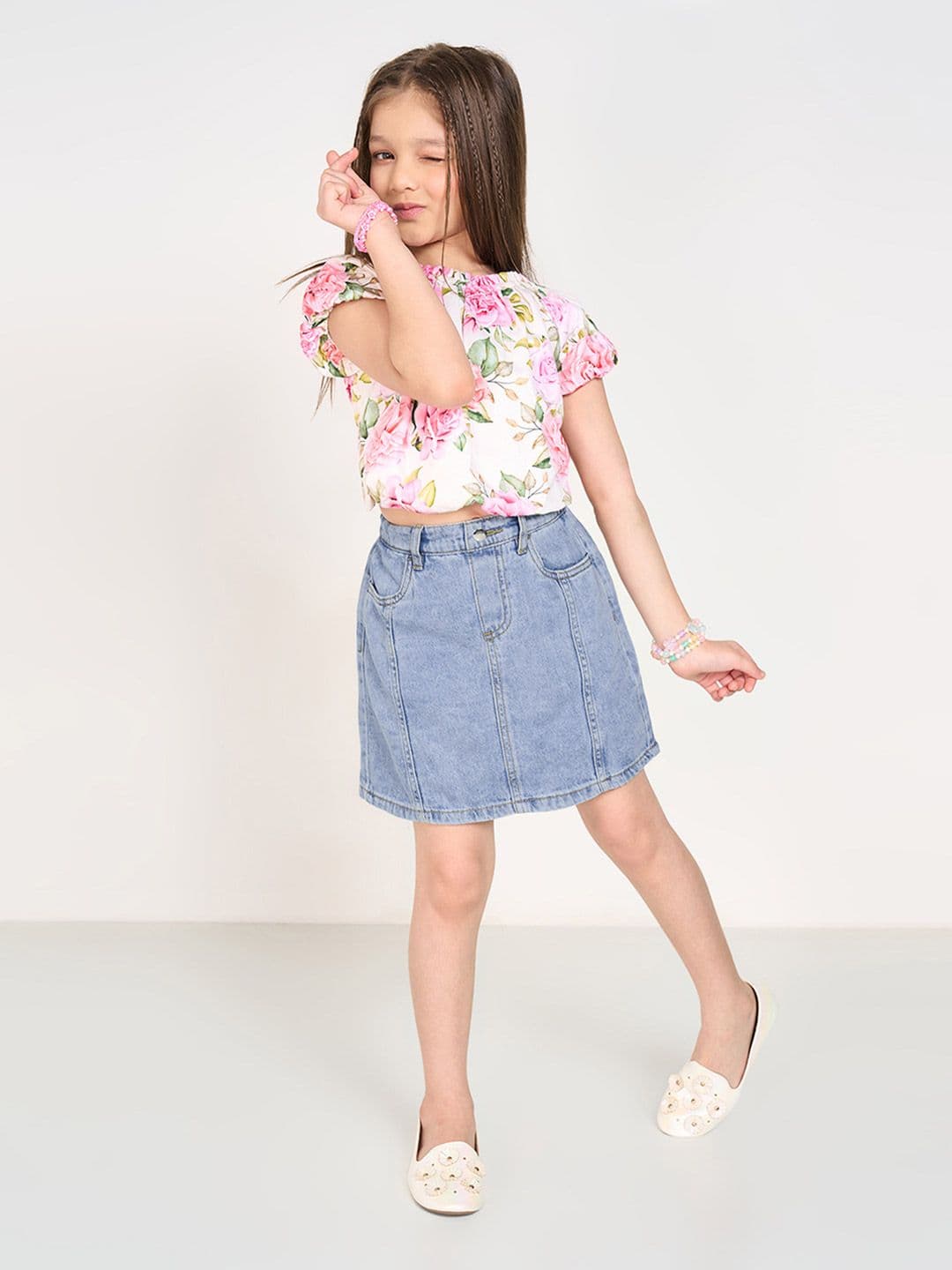 Pantaloons Junior Girls A-Line Mid Rise Midi Skirt - view 1