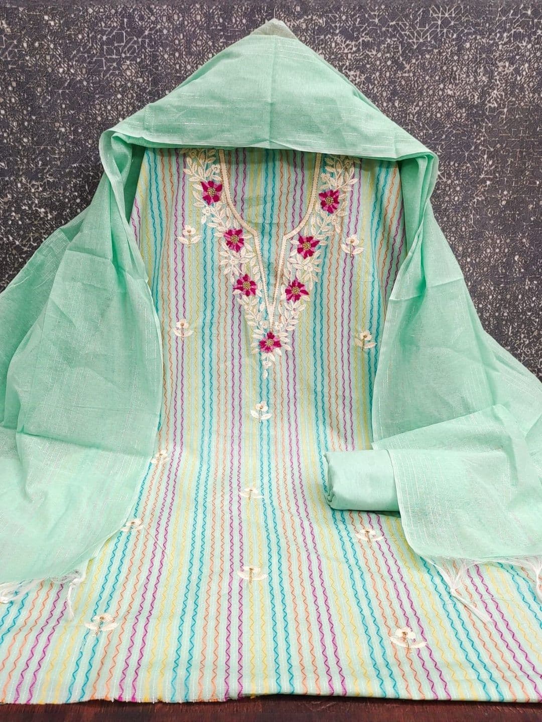 KALINI Embroidered Unstitched Dress Material - view 1