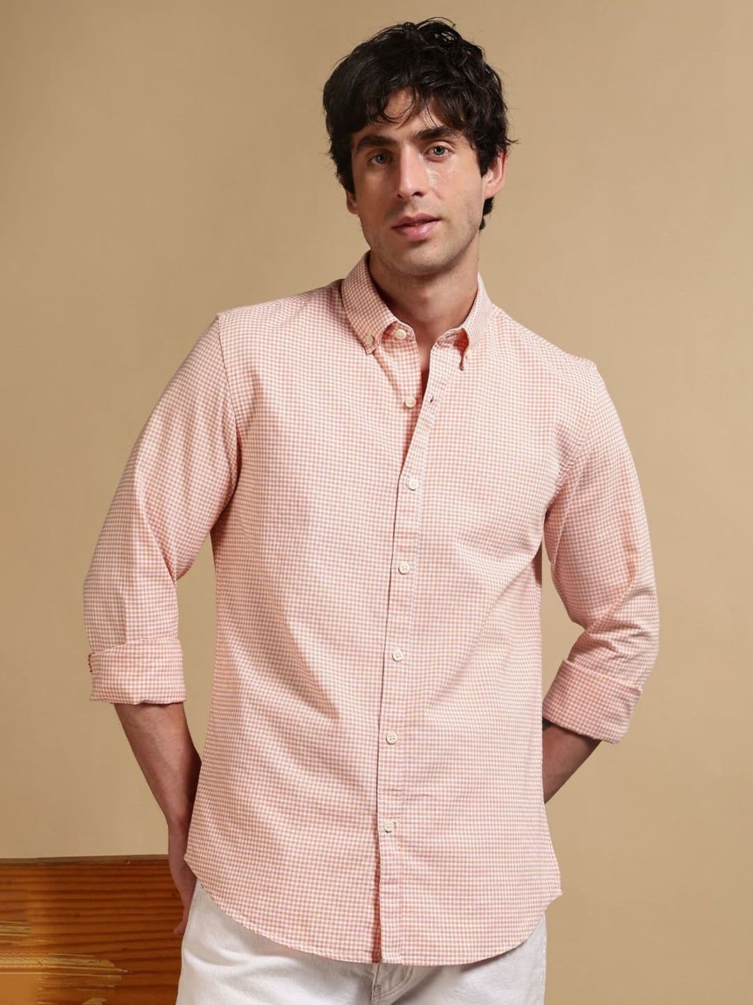Blu MNKY Men Micro Checked Cotton Slim Fit Shirts - view 1