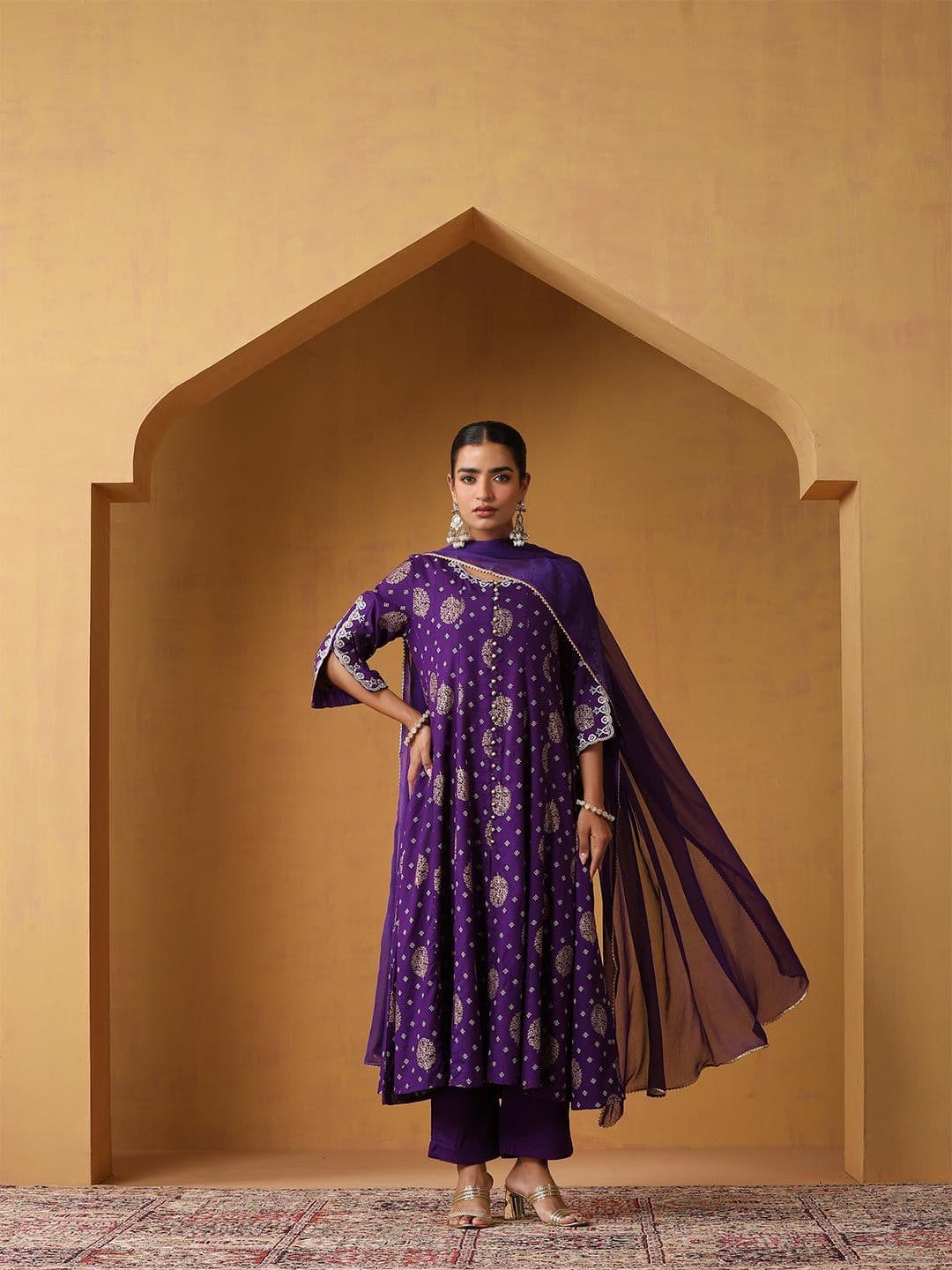 Khushal K Women Ethnic Motifs Printed Kurta with Trousers & Dupatta - view 1