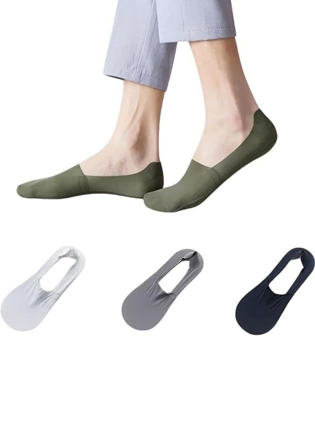 Eleg & Stilance Men Pack of 3 No Show Invisible Anti-Slip Grip Socks - view 1