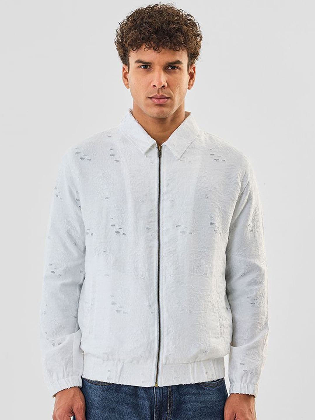 Snitch Men Spread Collar Floral Printed Lightweight Bomber Jacket - view 1