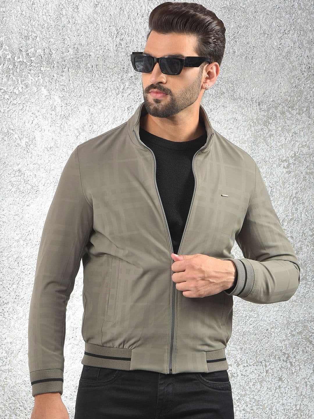 Crimsoune Club Checked Mock Collar Lightweight Puffer Jacket - view 1