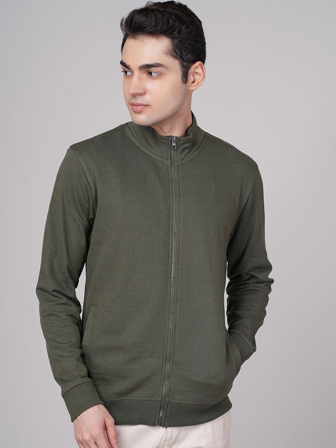 OUTLAWS Men Mock Collar Solid Bomber Jacket