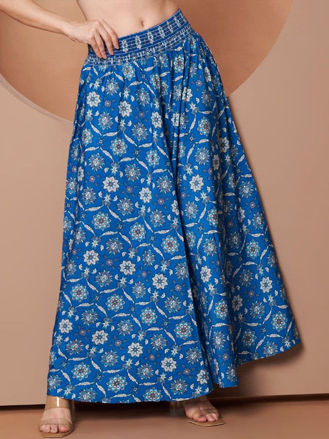ZWERLON Women Floral Printed Knitted Palazzos - view 1