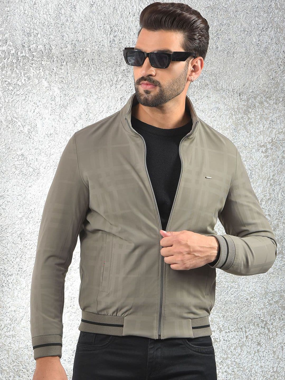 Crimsoune Club Men Mock Collar Checked Lightweight Bomber Jacket - view 1