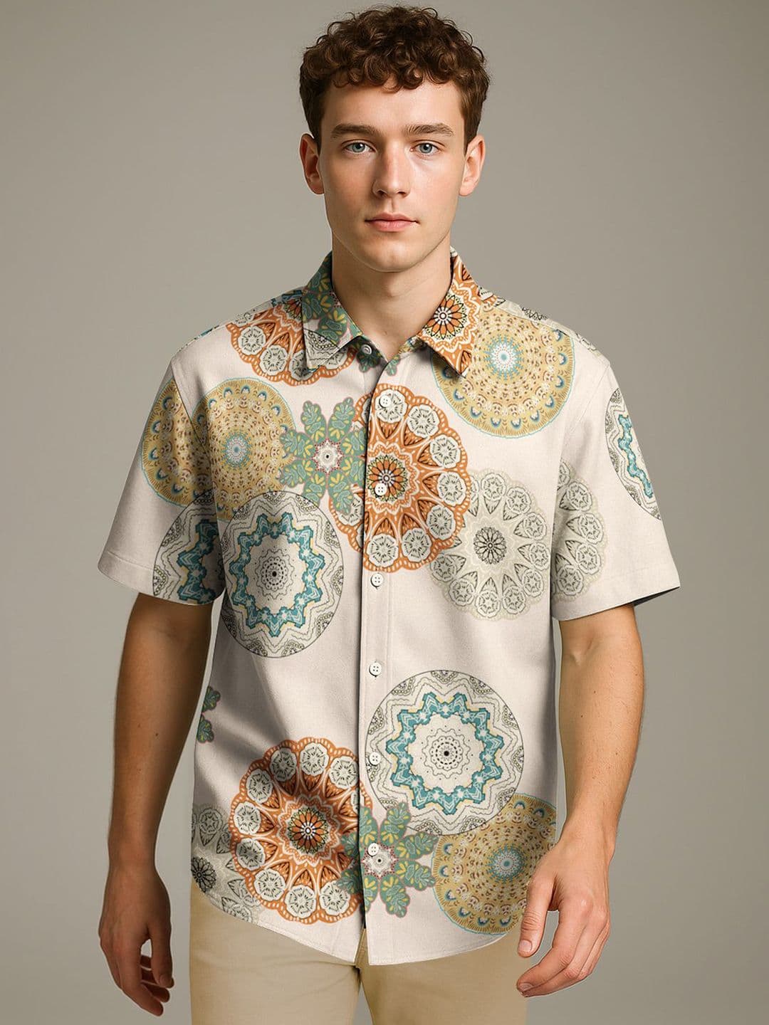 BULLMER Men Geometric Printed Spread Collar Cotton Casual Regular Fit Shirt - view 1