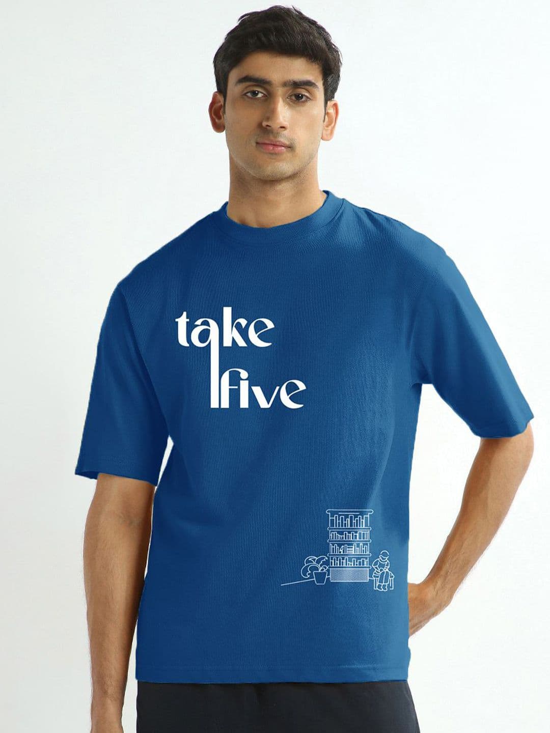 NOBERO Typography Printed Drop-Shoulder Sleeves Pure Cotton T-shirt - view 1