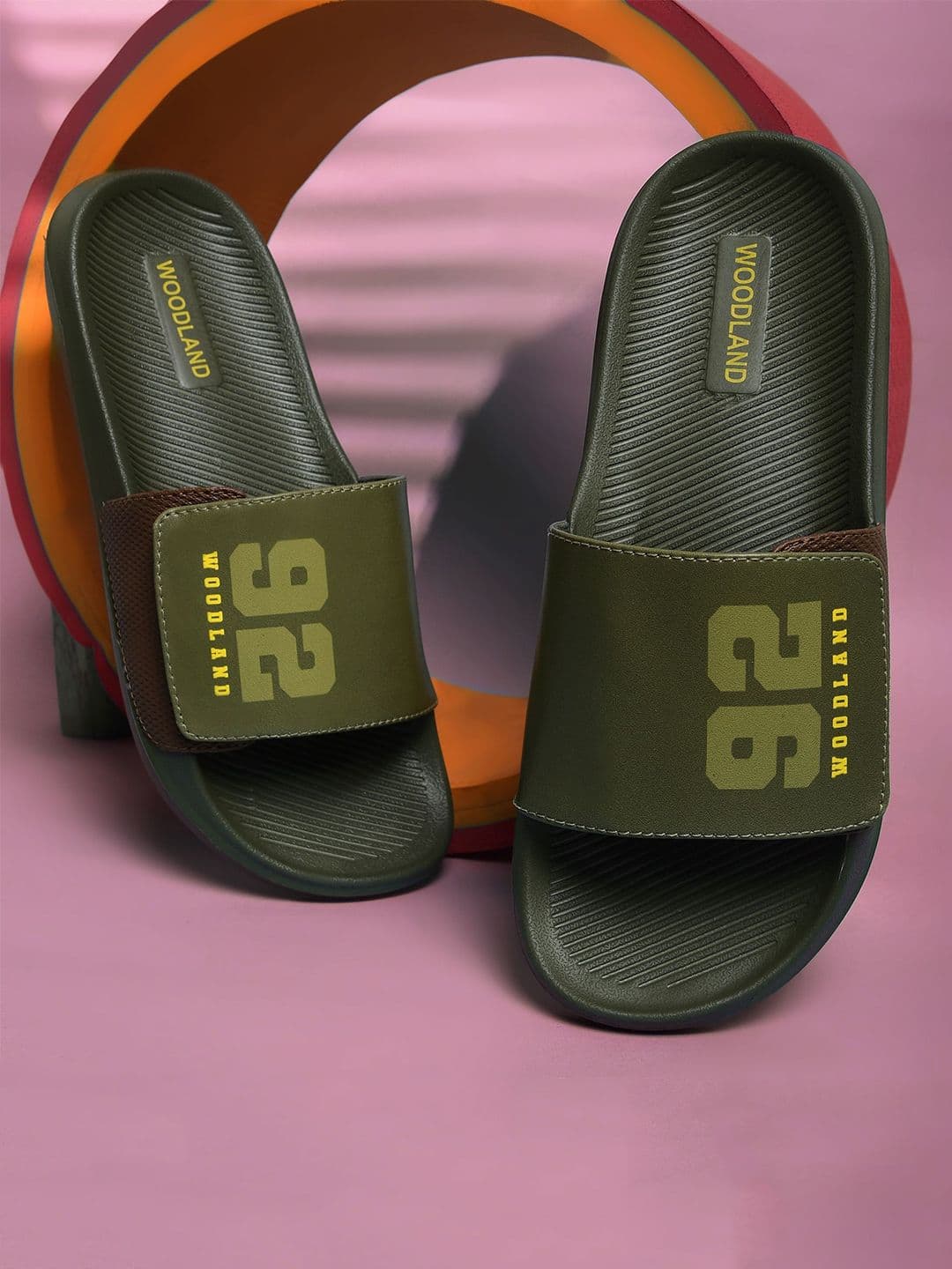 Woodland Men Printed Sliders Flip Flops - view 1