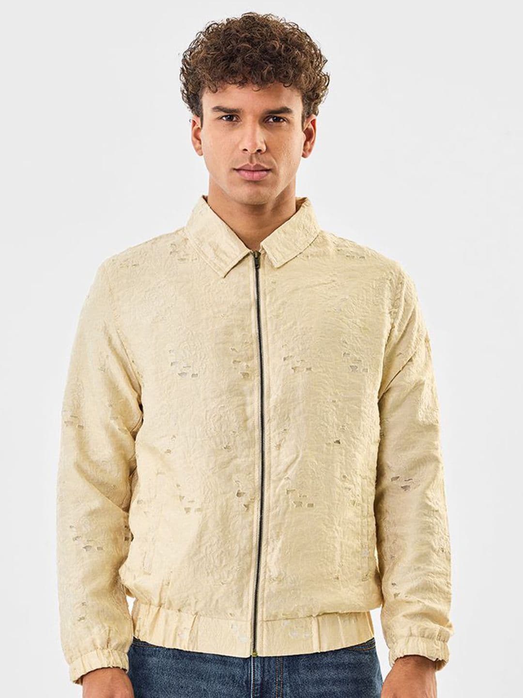 Snitch Men Spread Collar Self Design Lightweight Bomber Jacket - view 1