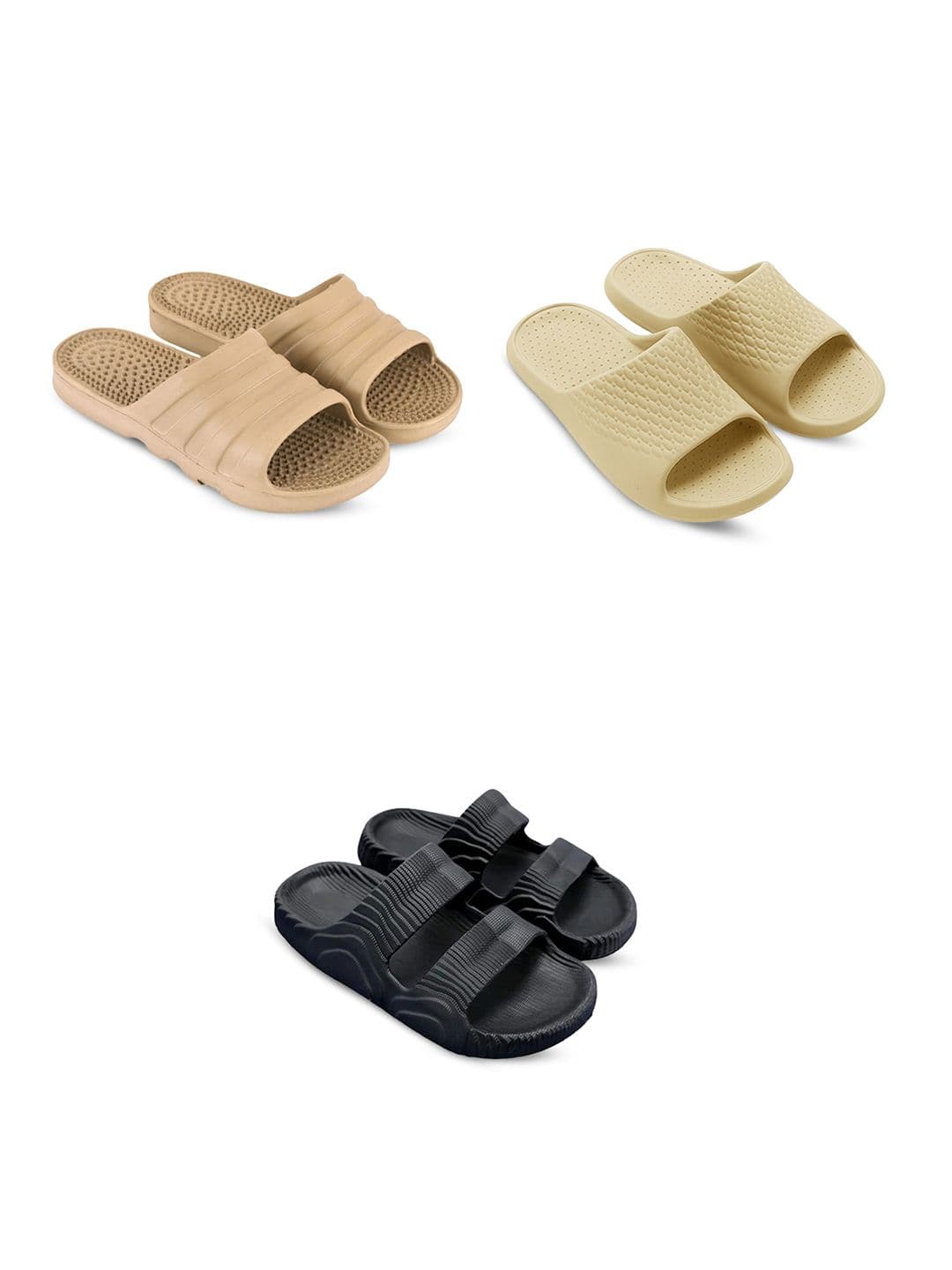 Feel alive Men Set Of 3 Self Design EVA Casual Sliders Flip Flops - view 1