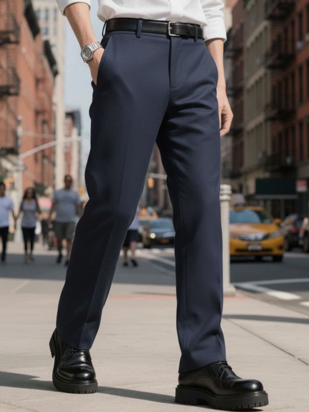 COVZ Men Relaxed Straight Leg Straight Fit Easy Wash Formal Trousers - view 1