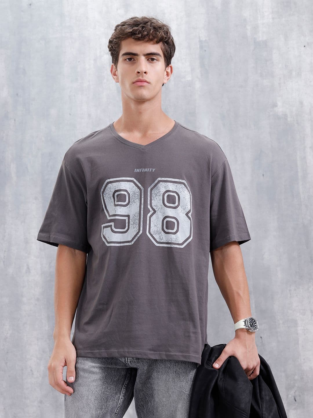 WROGN Men Grey Printed Cotton T-shirt - view 1