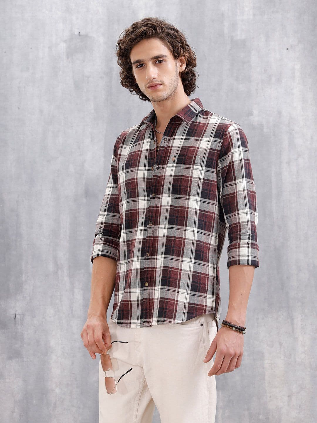 WROGN Men Tartan Checks Checked Casual Shirt - view 1