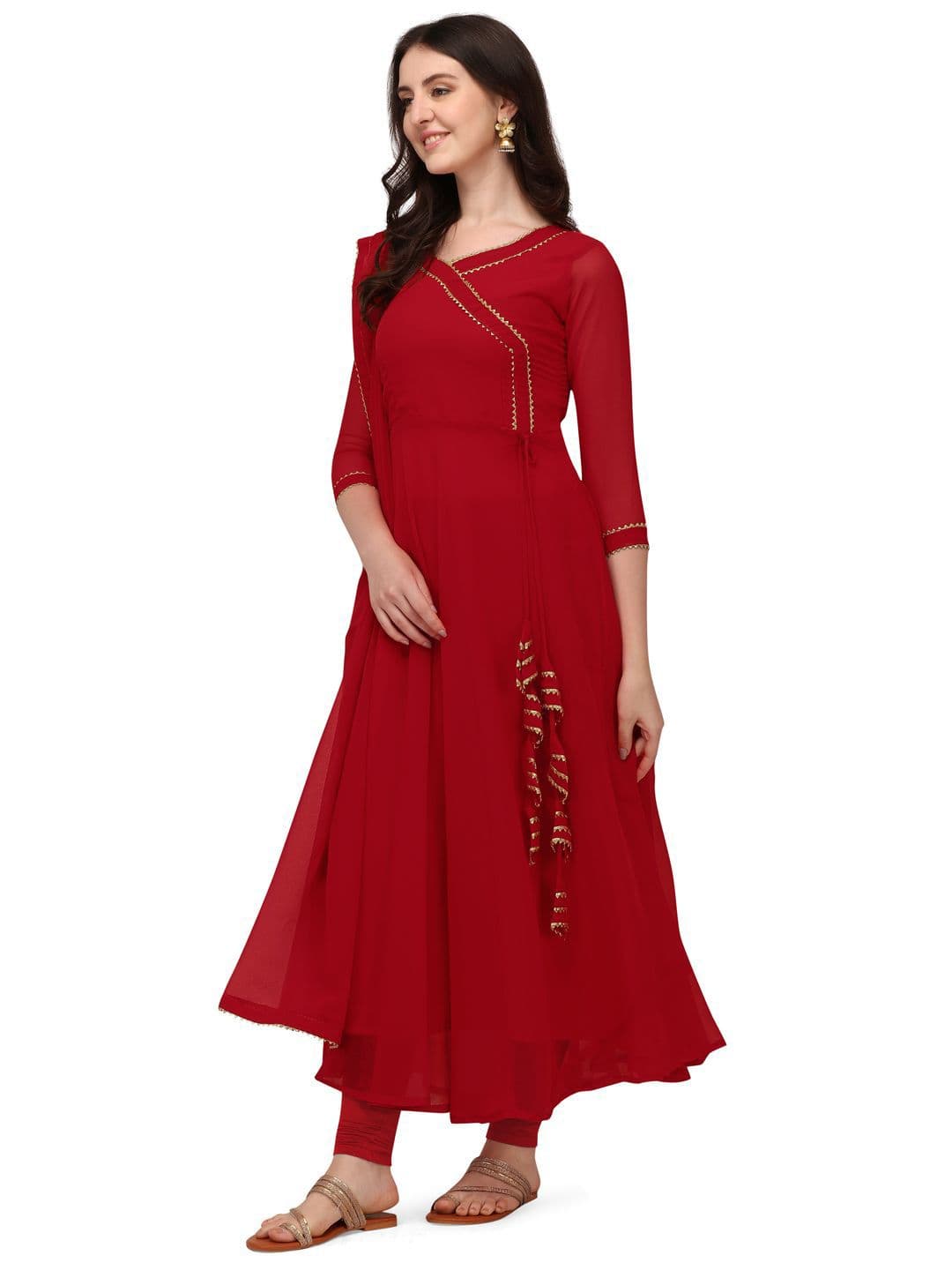 HESVI Women Solid Festive A-Line Kurtas With Dupatta - view 1