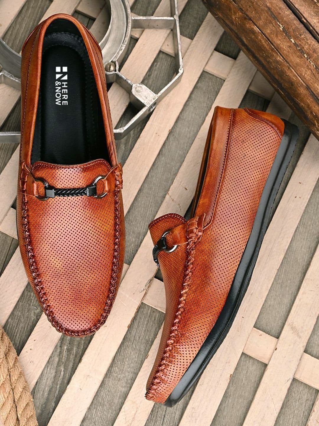 HERE&NOW Men Tan Round Toe Formal Loafers - view 1