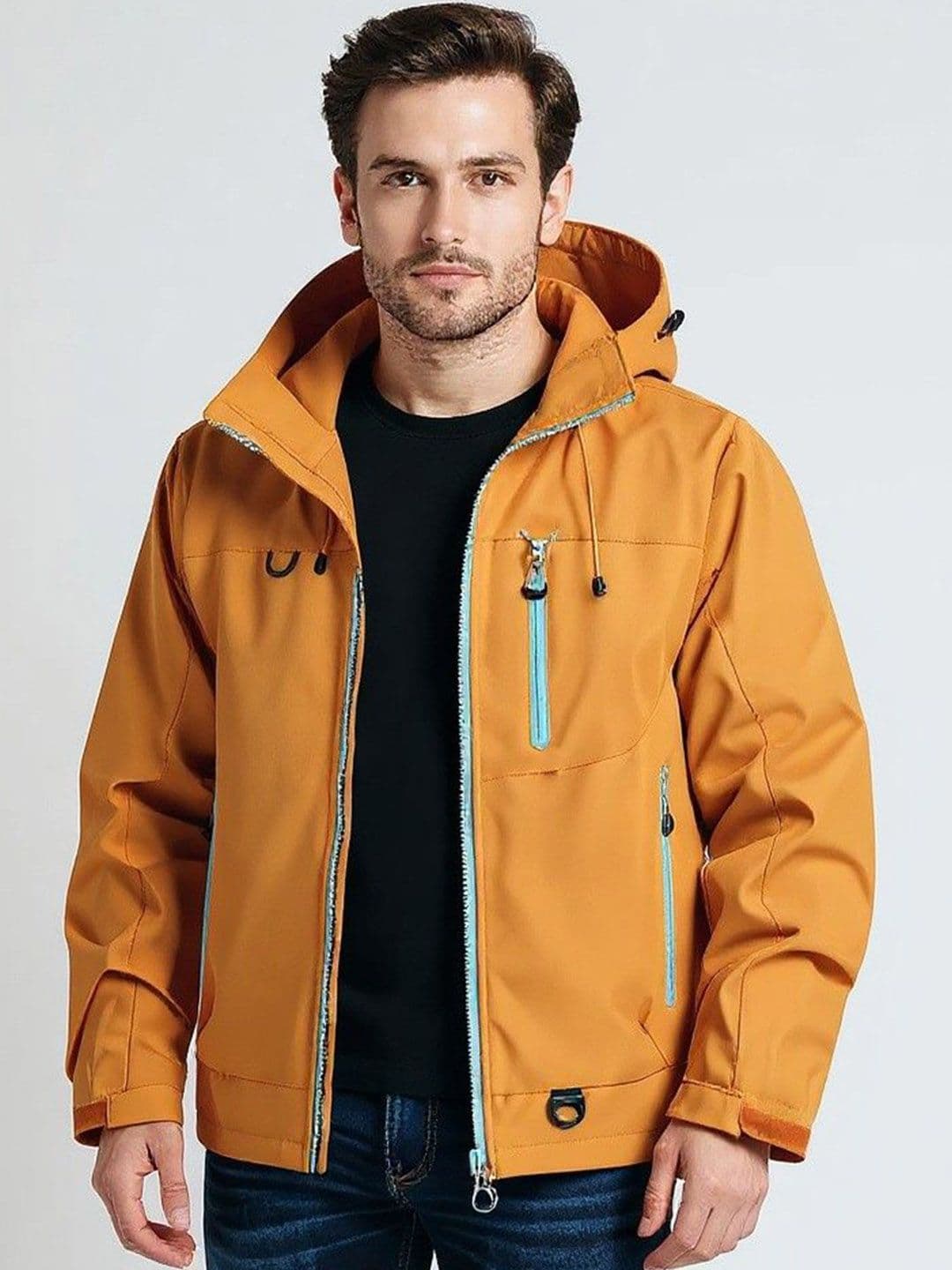 Mast & Harbour Men Hooded Solid Tailored Jacket - view 1