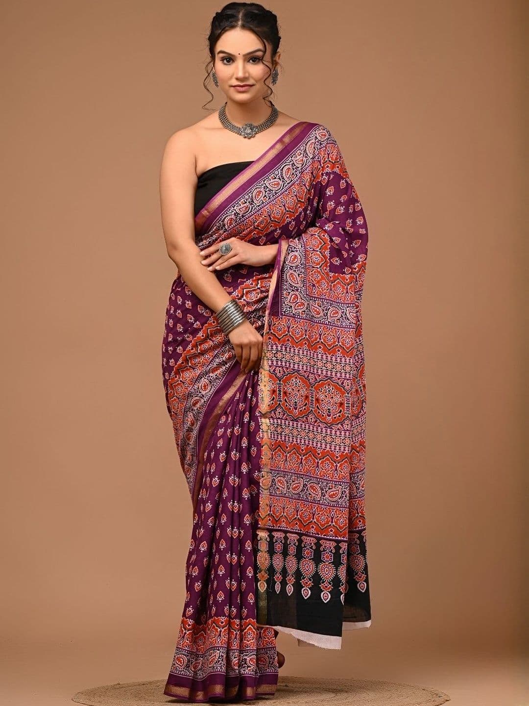 Moda Rapido Ethnic Motifs Zari Pure Cotton Ikat Saree - view 1