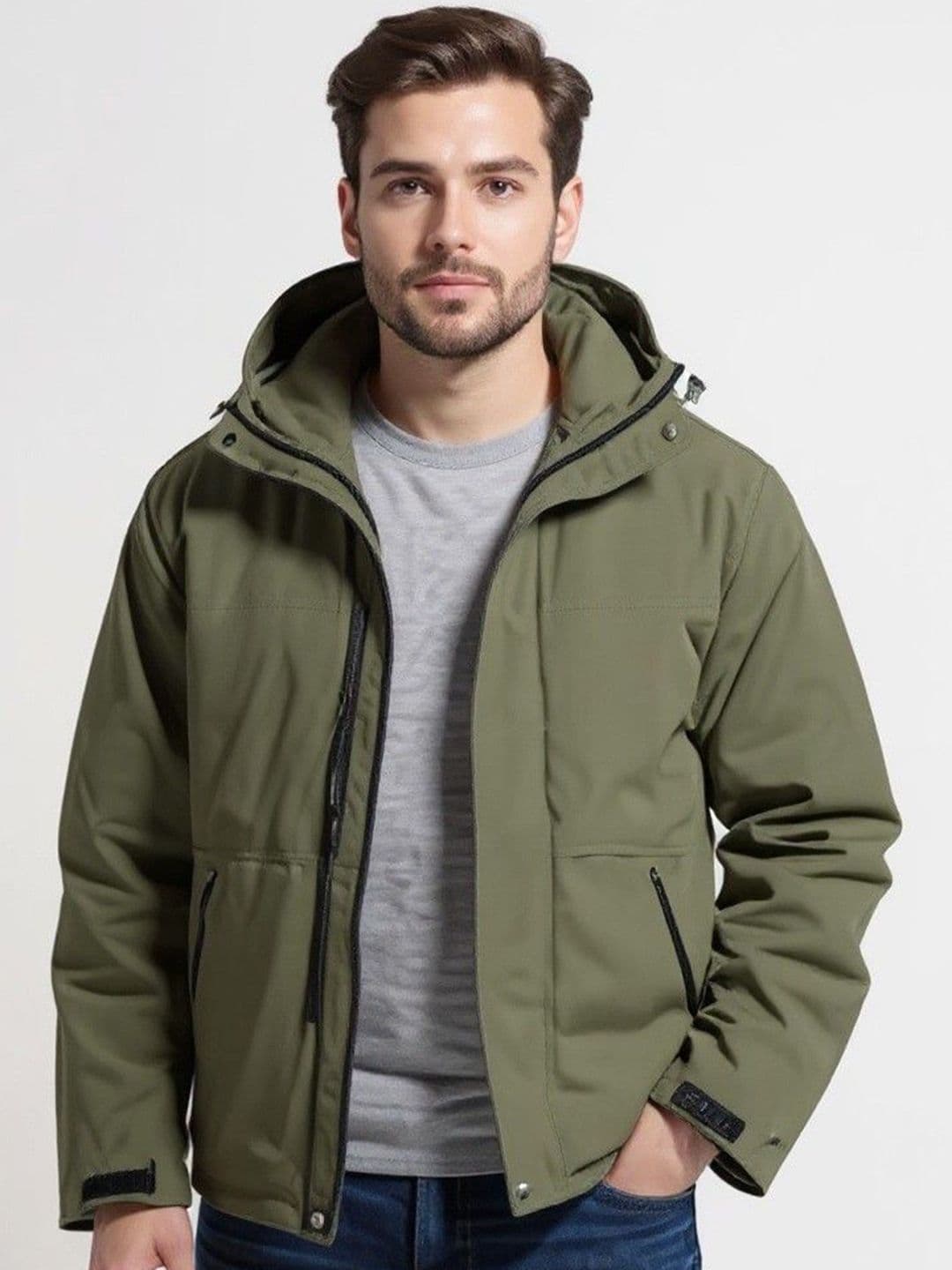 Mast & Harbour Men Hooded Solid Tailored Jacket - view 1